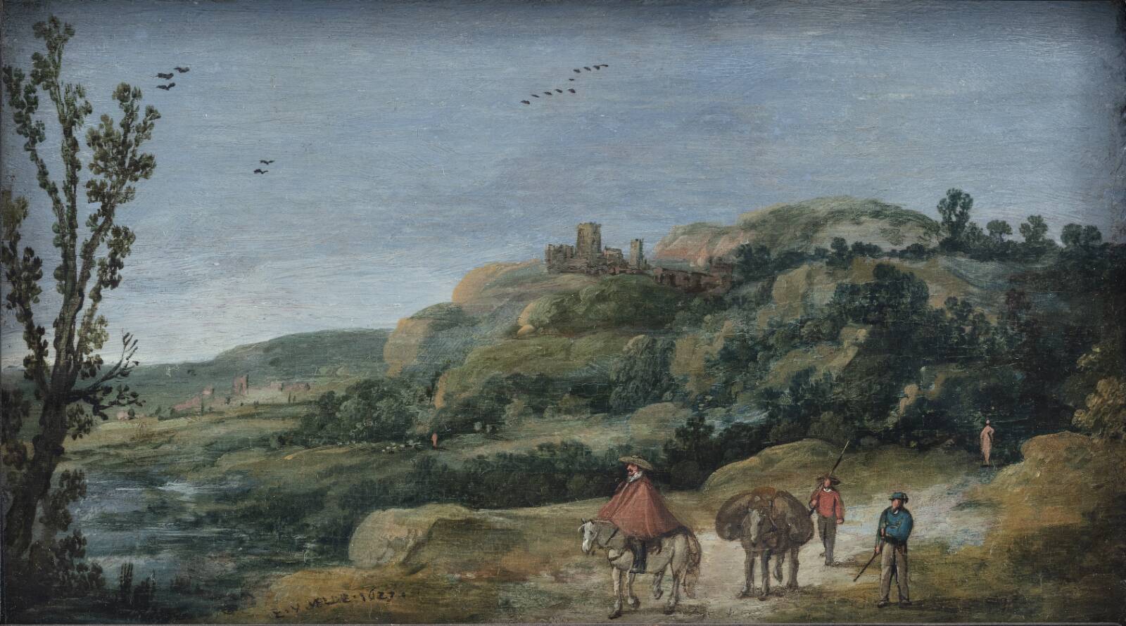 Bakket landskab, Esaias van de Velde, 1627