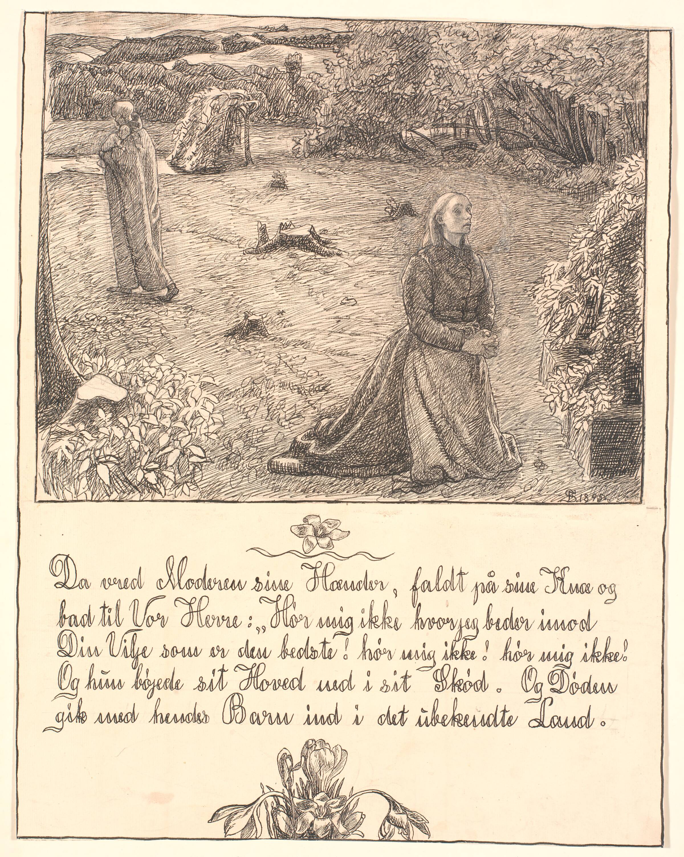 Da vred Moderen sine Hænder, faldt på sine Knæ..., Fritz Syberg, 1895