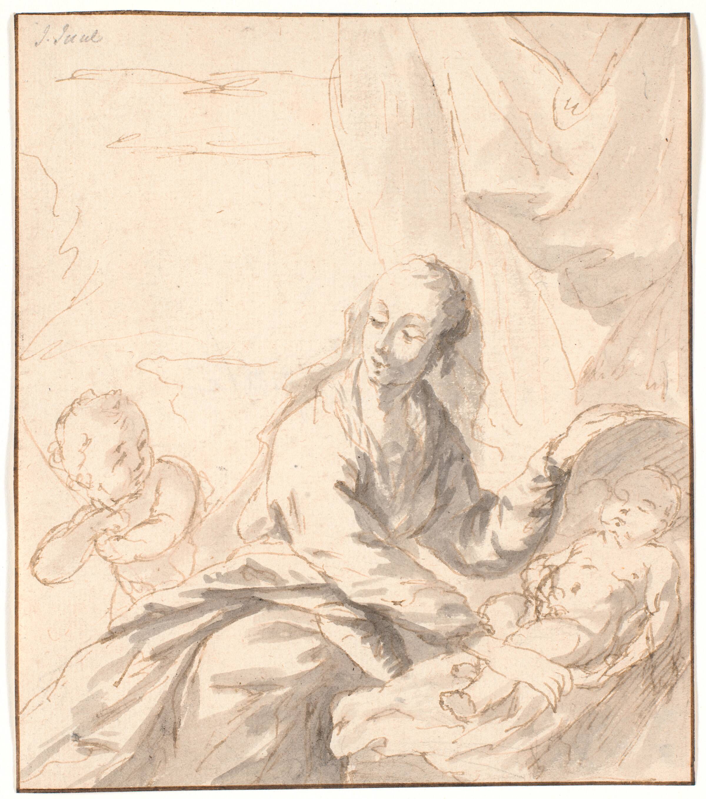 Maria med Jesusbarnet i vuggen og Johannes, Jens Juel, 1762-1765