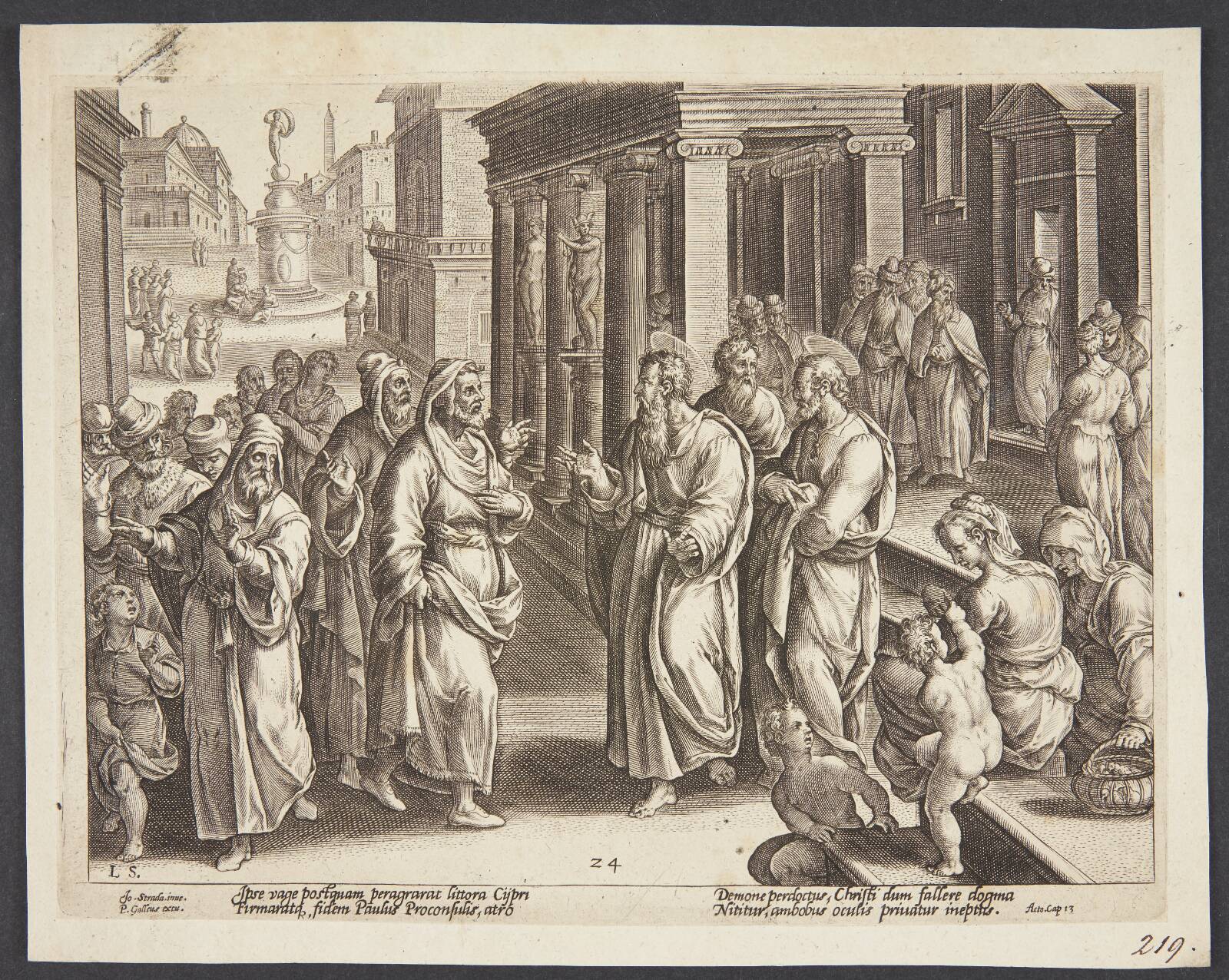 Elimas gøres blind, Adriaen Collaert, 1582