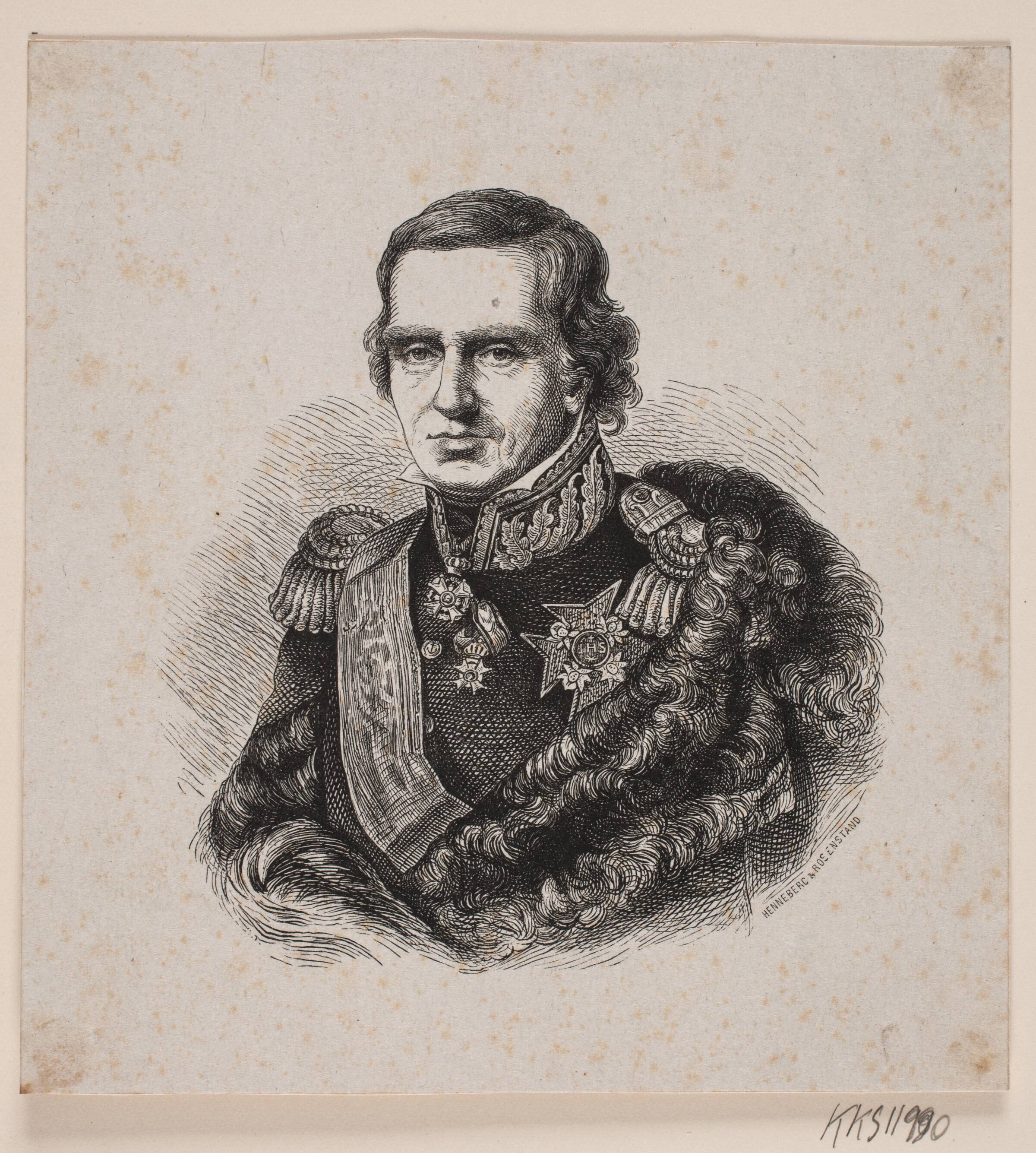 Ukendt militær med svensk storkors stjerne, Johan Frederik Rosenstand, 1826-1893