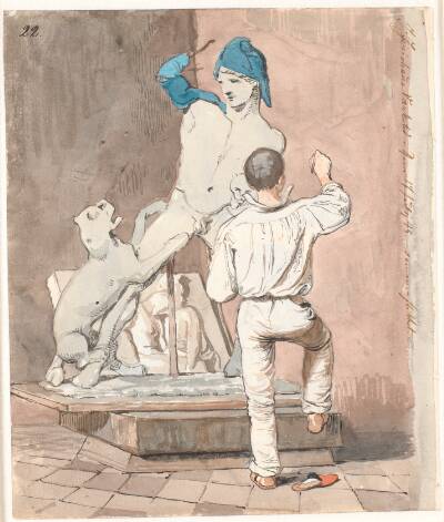 Billedhuggeren J.A. Jerichau i sit atelier i Rom
