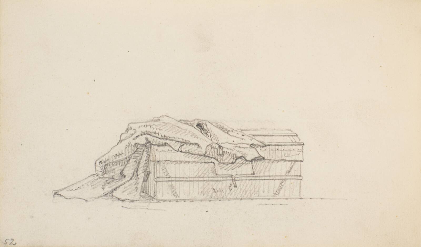 Studie af en kuffert og en kappe, Martinus Rørbye, 1832