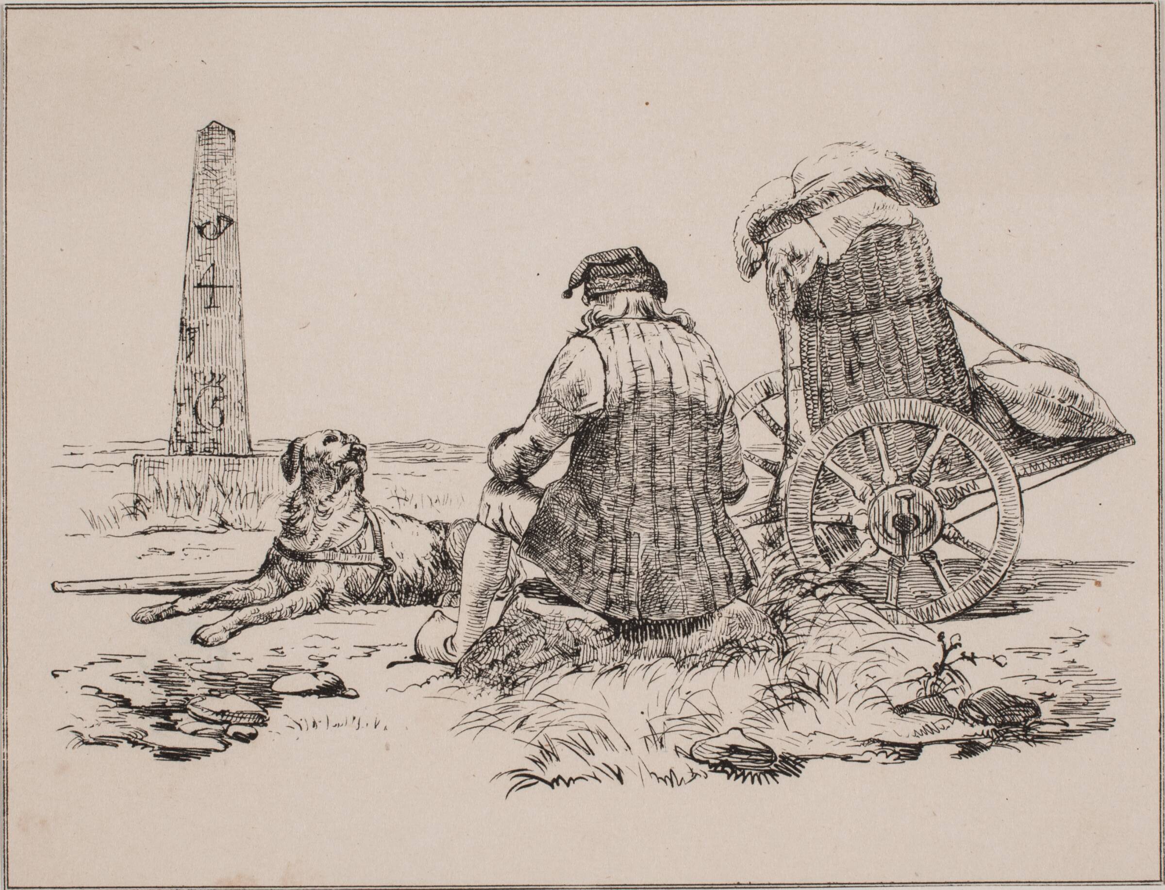 Bissekræmmeren og hans hund, Adolph Kittendorff, 1845