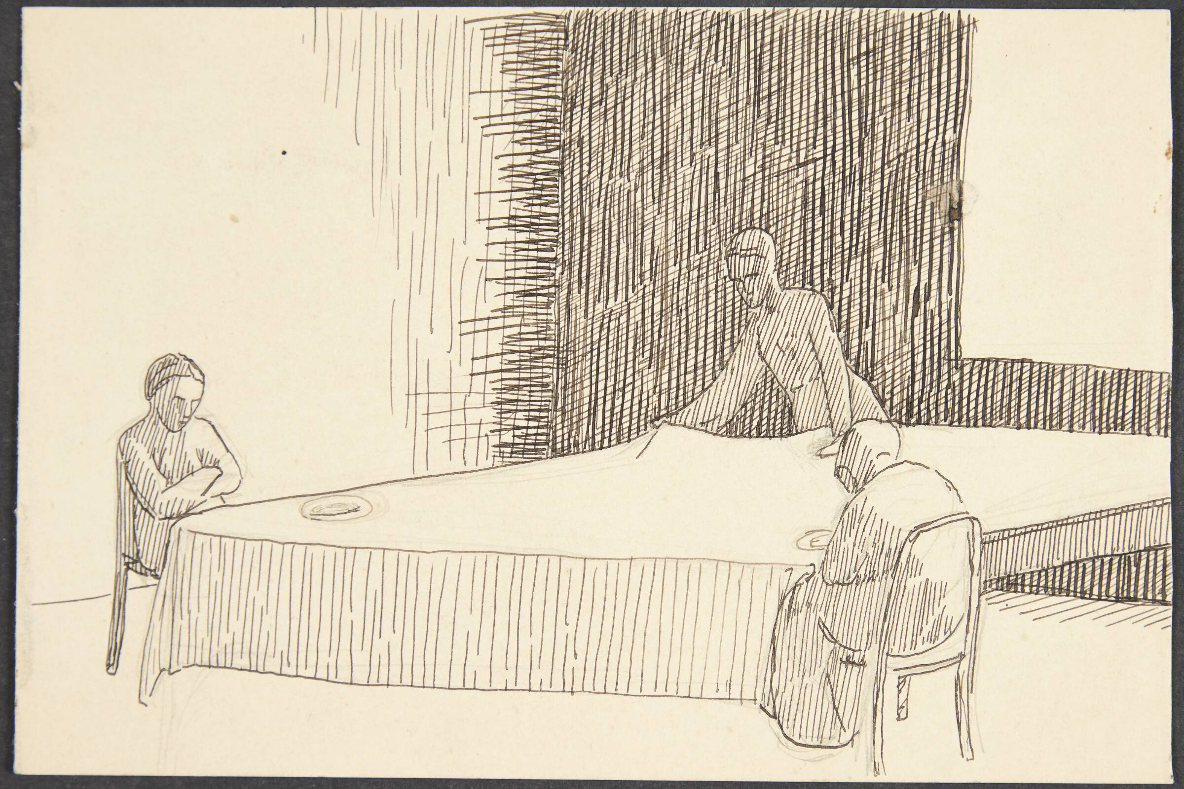 Figurer omkring et bord, Olivia Holm-Møller, 1904-1908