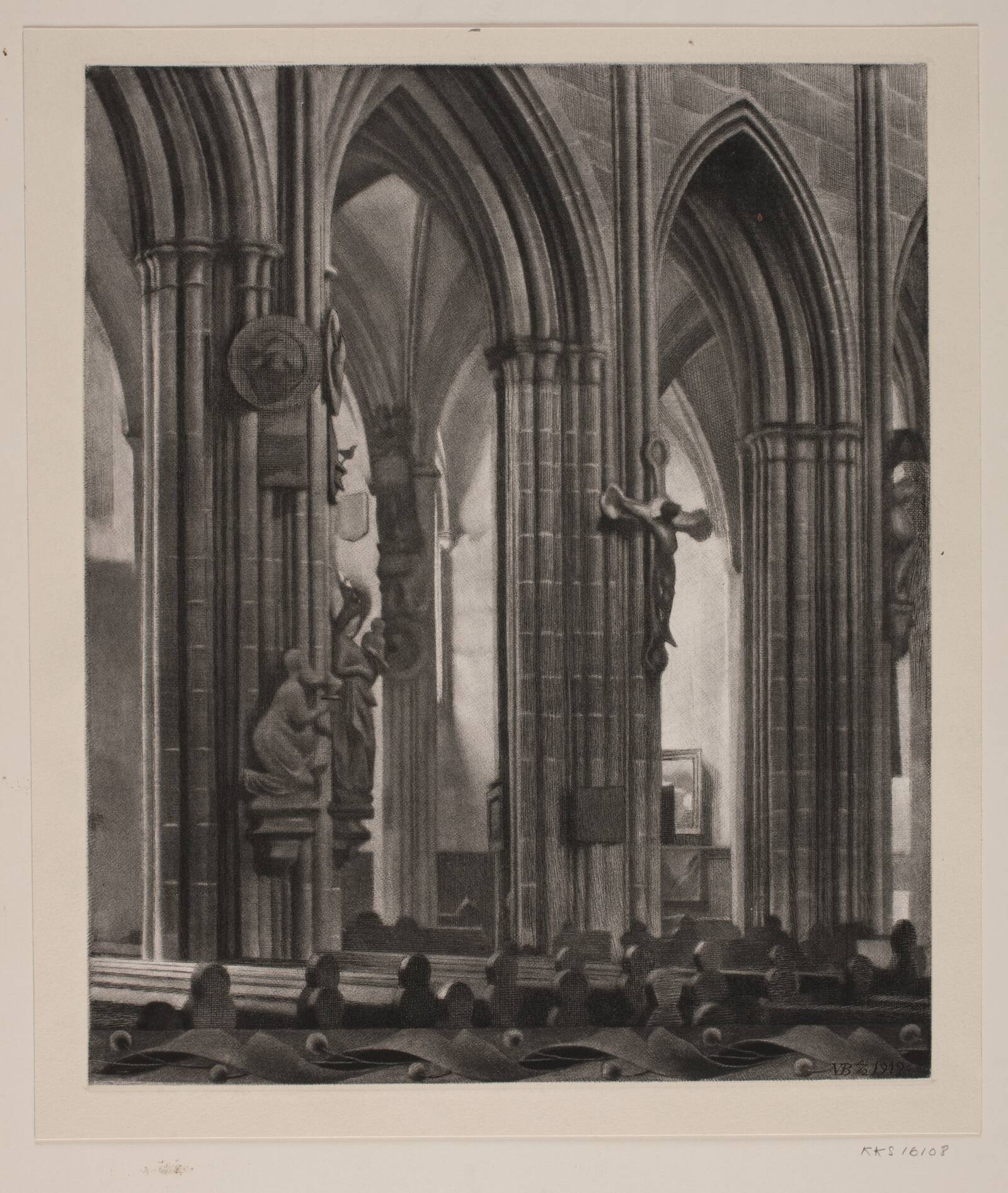 Kirkeinteriør, G.V. Blom, 1919
