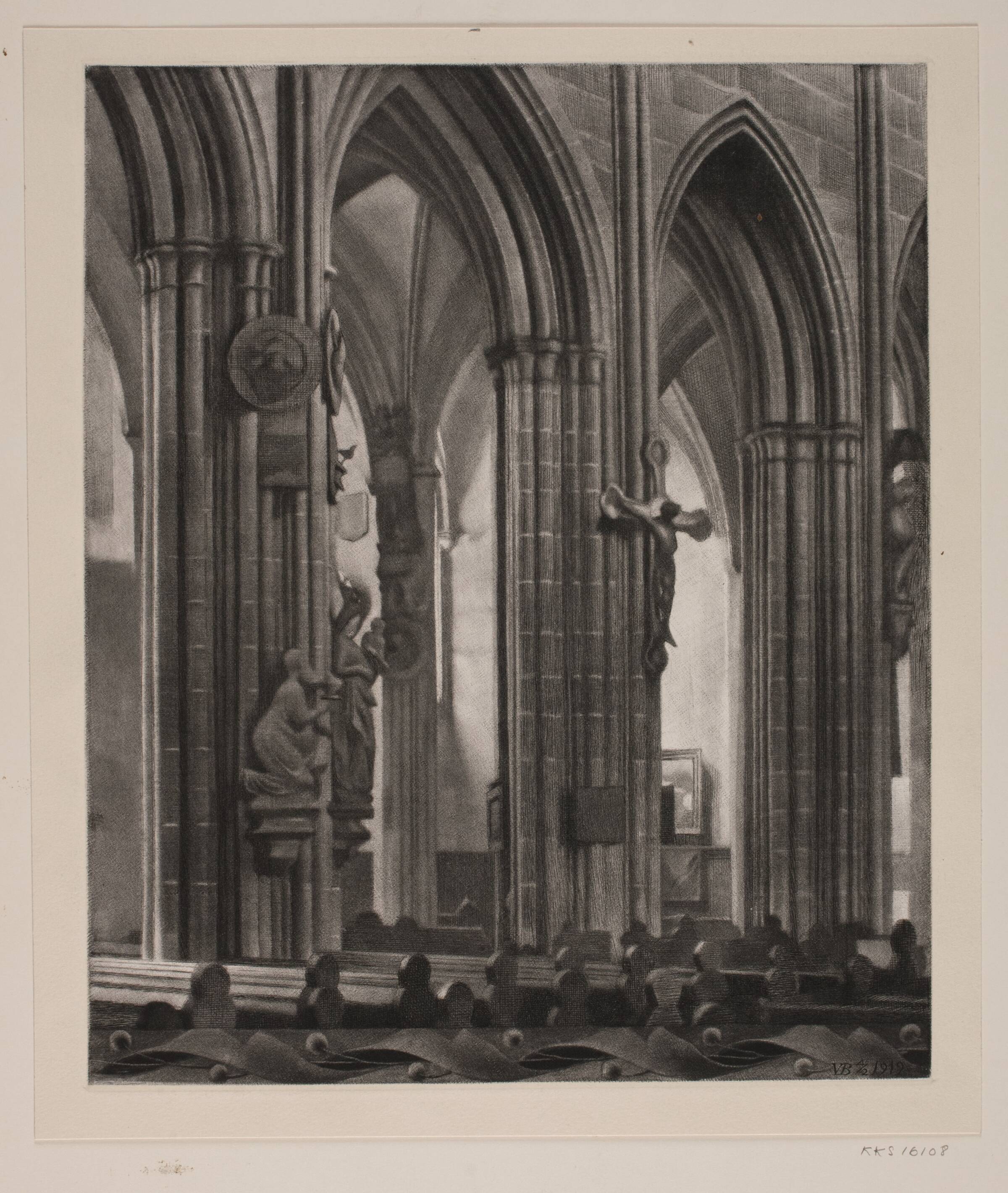 Kirkeinteriør, G.V. Blom, 1919