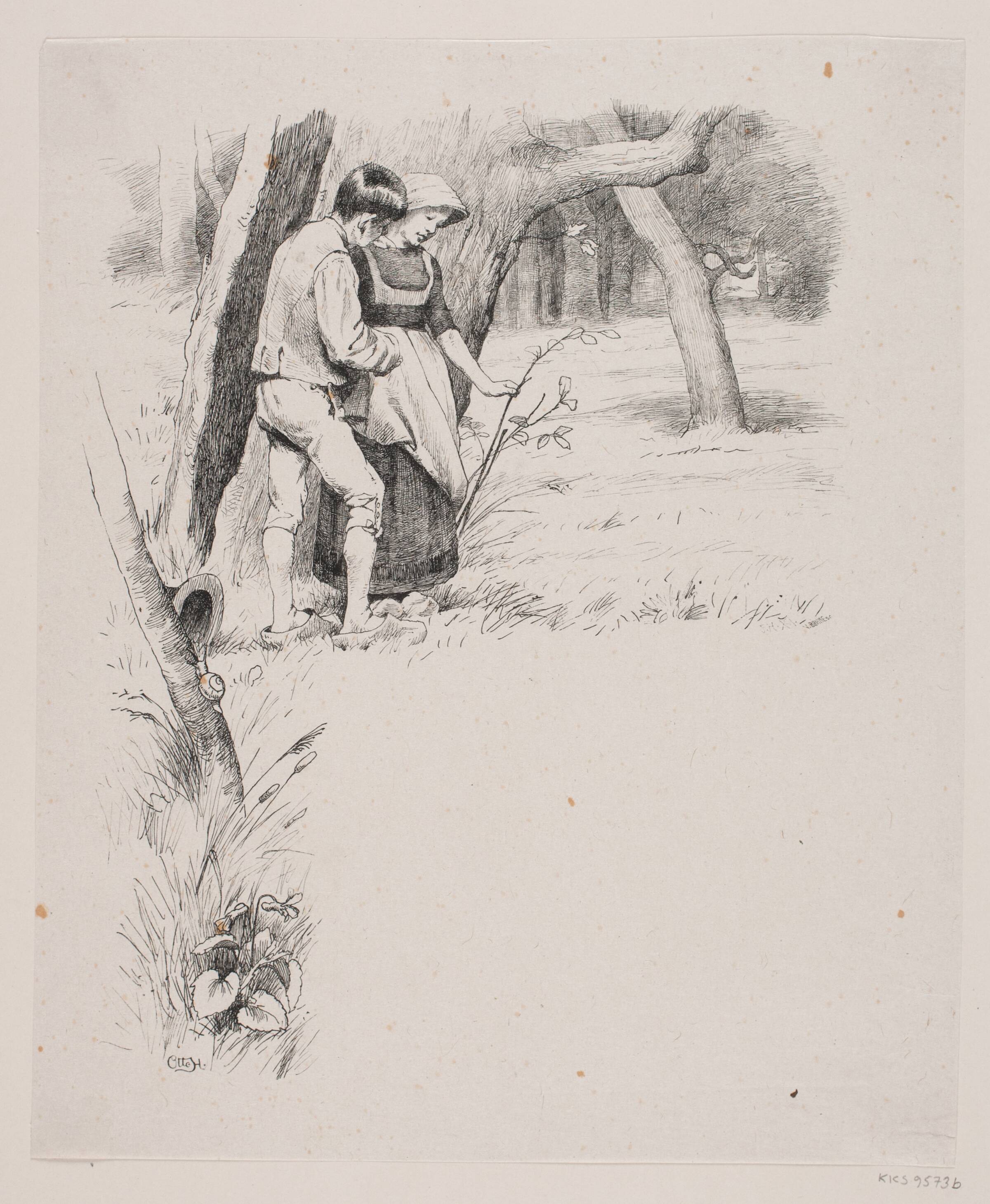 Illustration til Christian Winther, "Chresten og Lene", Waldemar Bøhme, 1889-1926