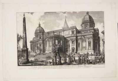 Basilica di Santa Maria Maggiore's facade med obelisken på Piazza dell' Esquilino i forgrunden
