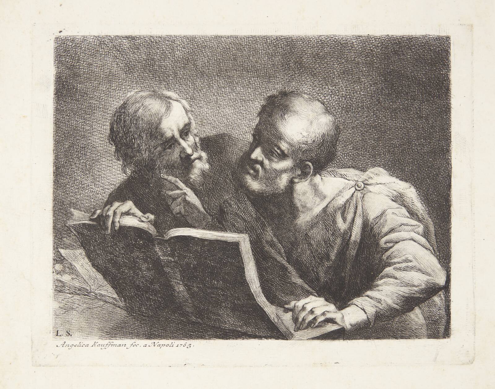 To studerende oldinge, Angelica Kauffmann, 1763