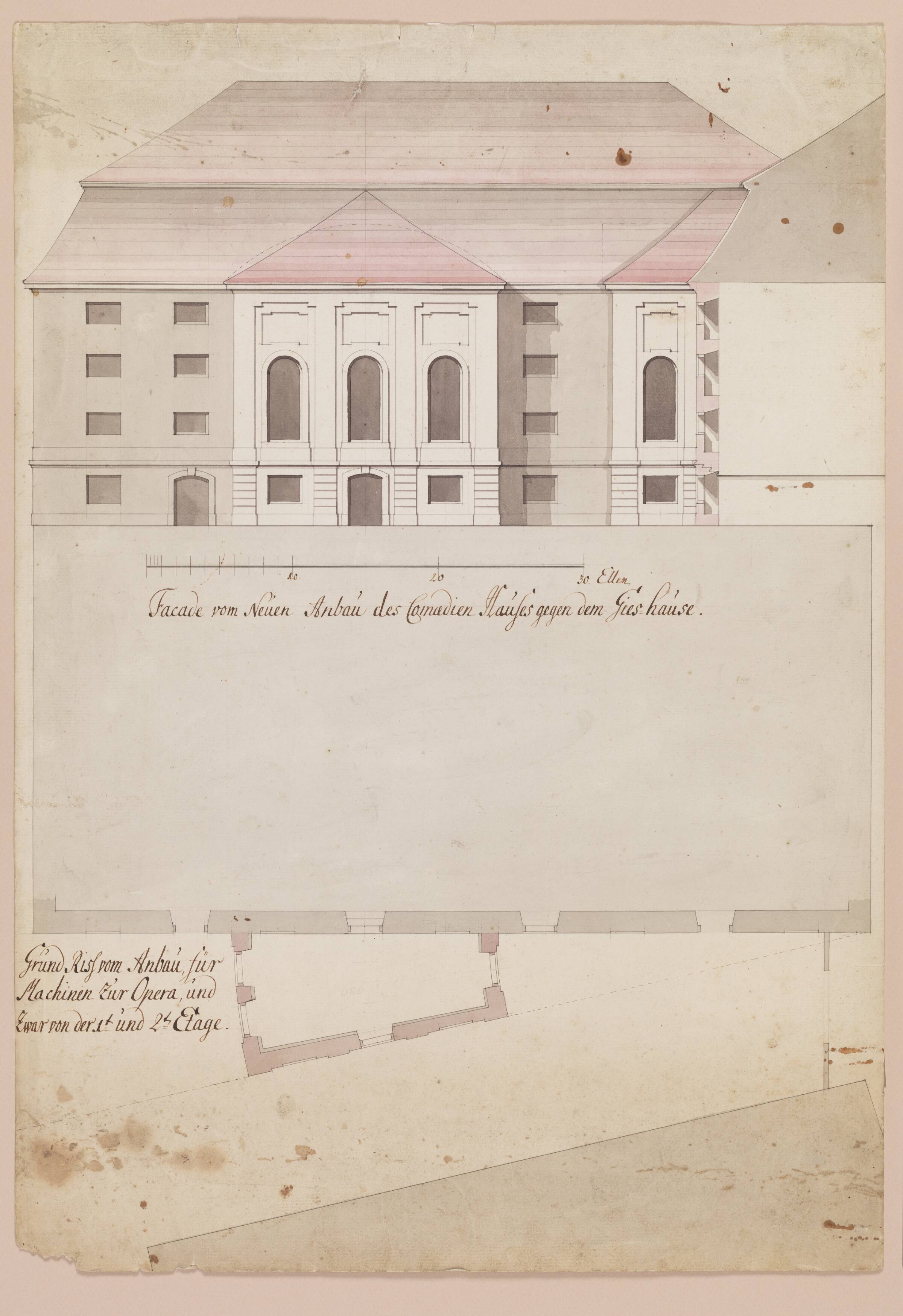 Tilbygning til Komediehuset til operadekorationer, Niels Eigtved, 1749
