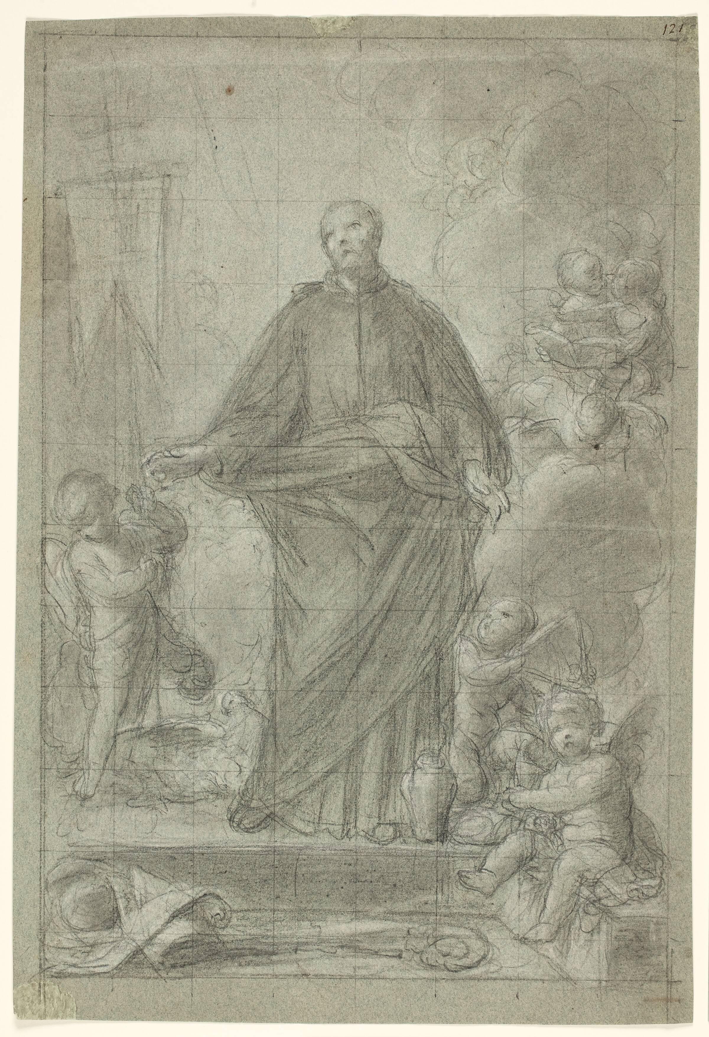 Sankt Cajetan af Thiene (?) omgivet af putti, Pietro Antonio de Pietri, 1663-1716