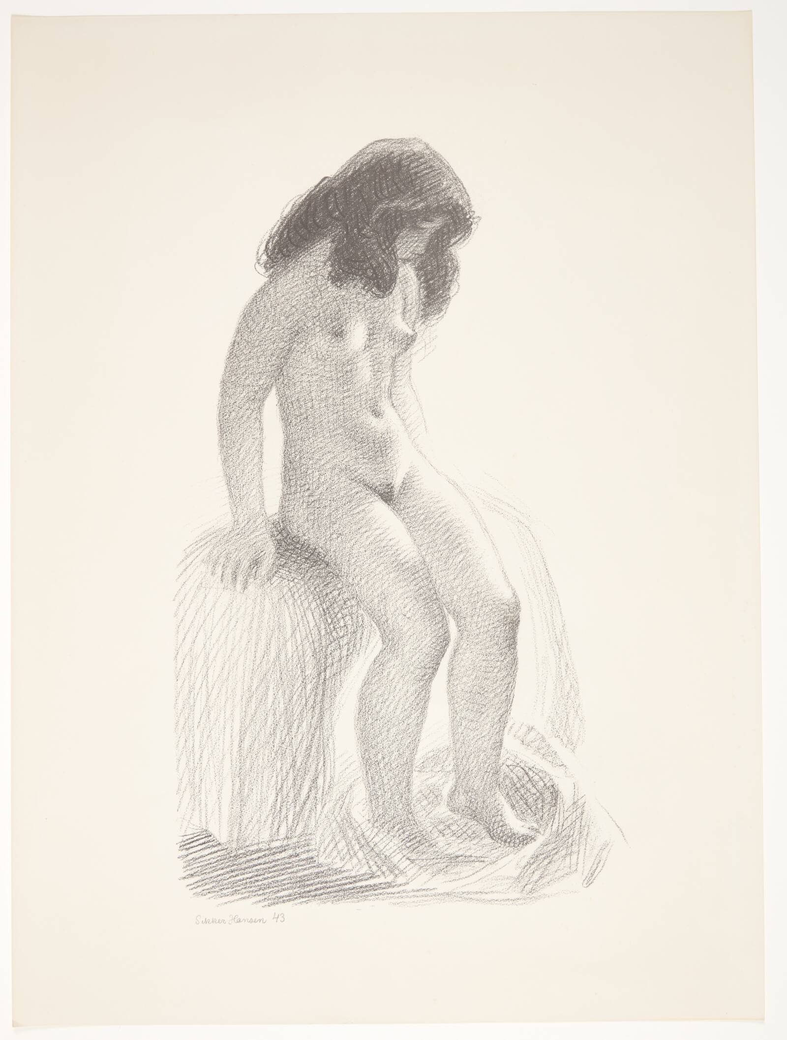 Siddende model, Sikker Hansen, 1943