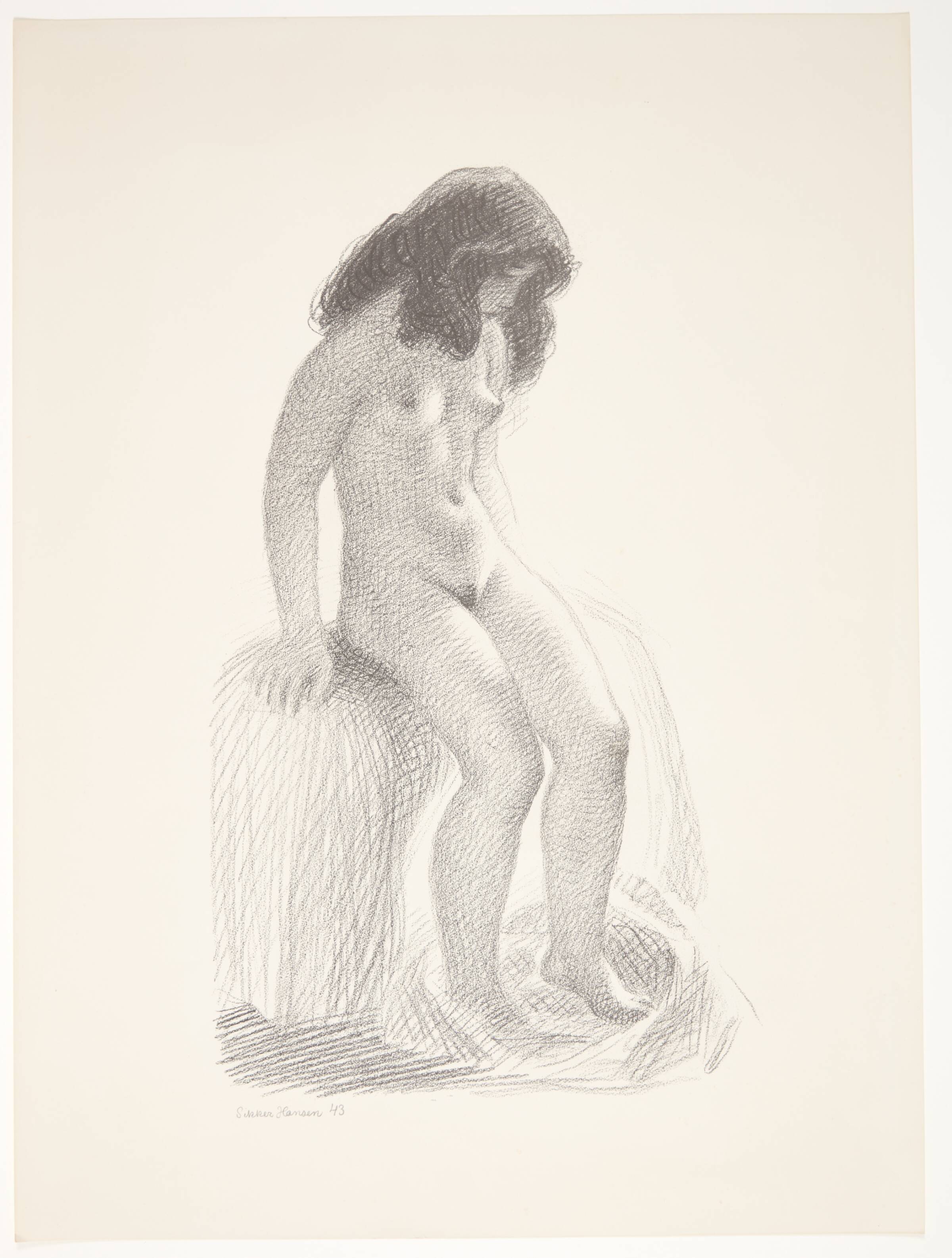 Siddende model, Sikker Hansen, 1943