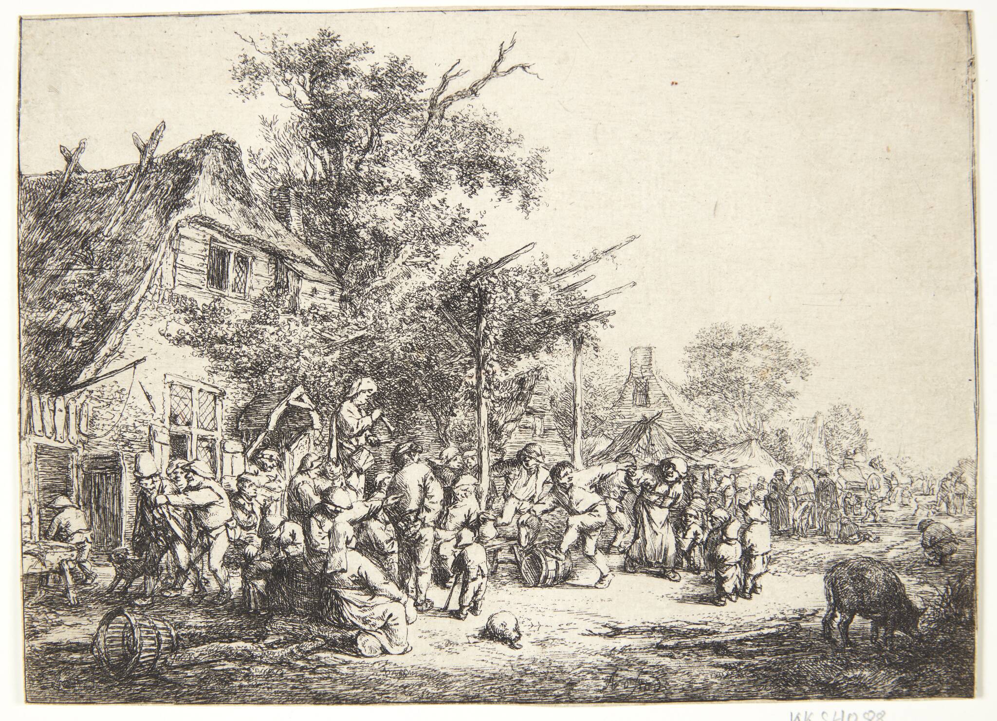 Dansende bønder ved et herberg