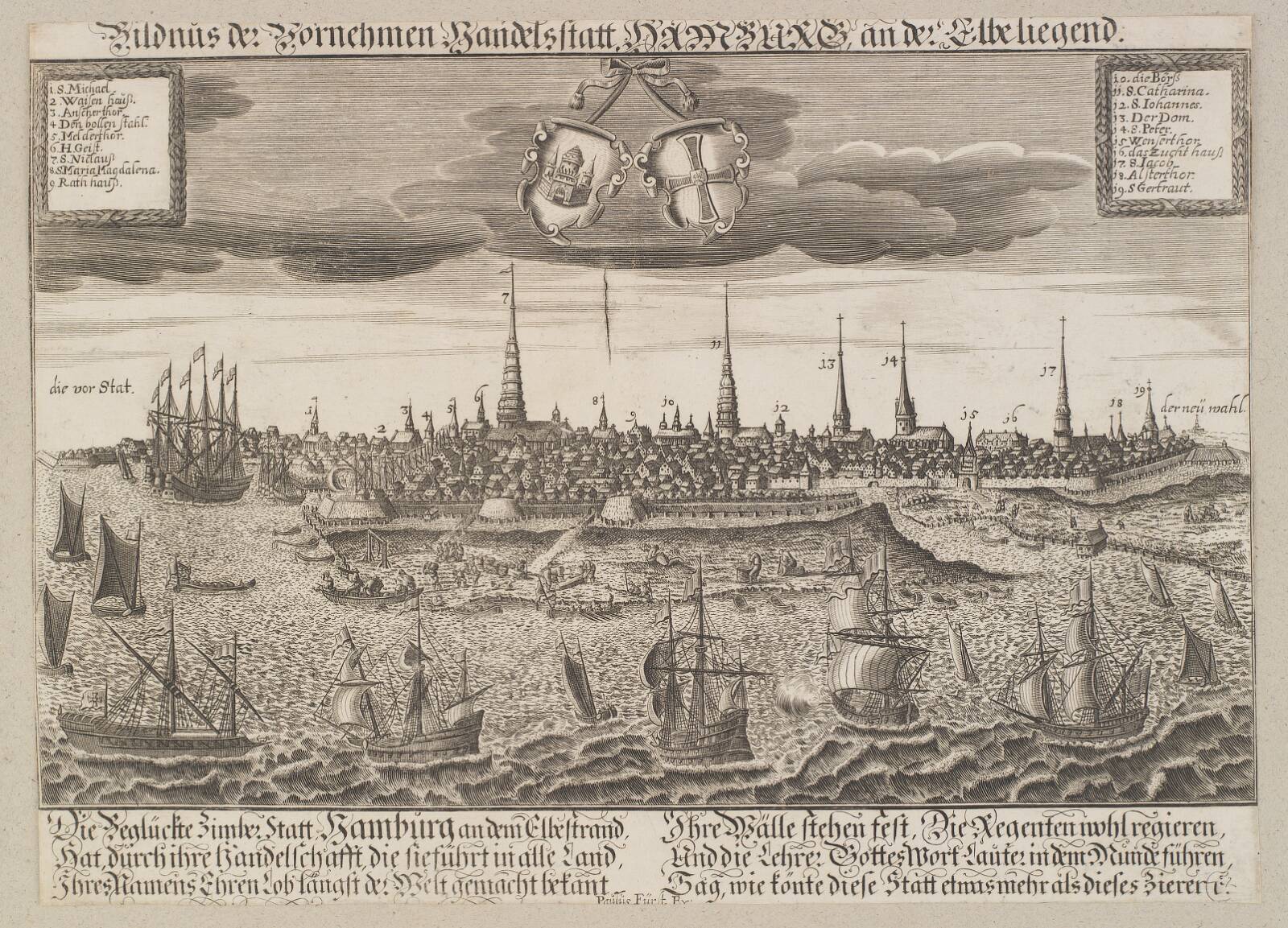 Hamburg set fra Elben, Lukas Schnitzer, 1600-1671
