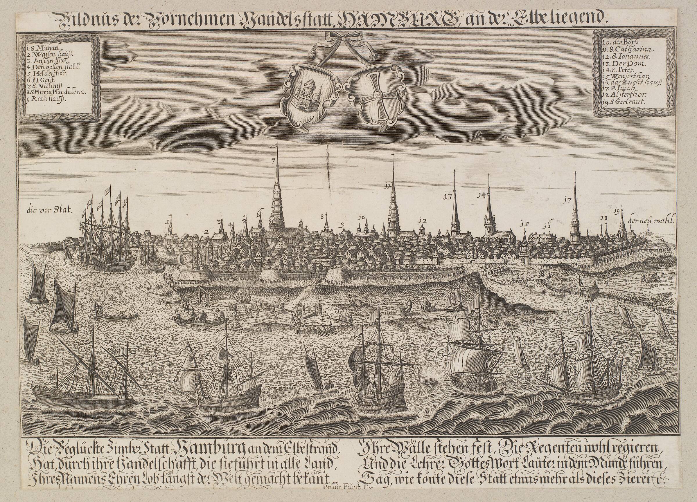 Hamburg set fra Elben, Lukas Schnitzer, 1600-1671