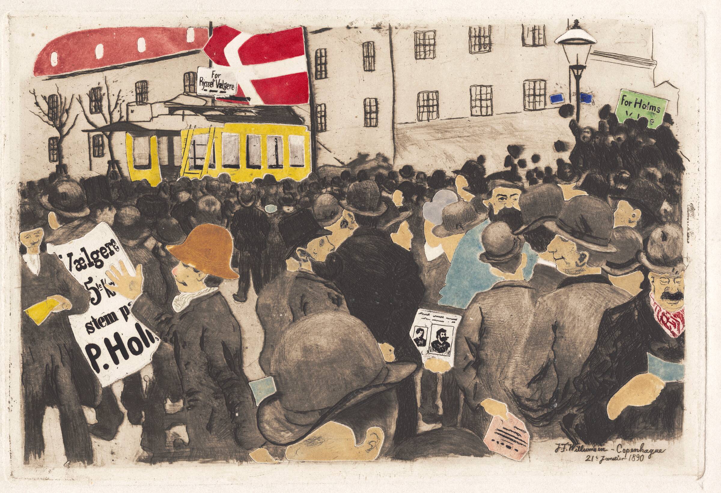 En valgdag i Københavns 5. kreds, J.F. Willumsen, 1890