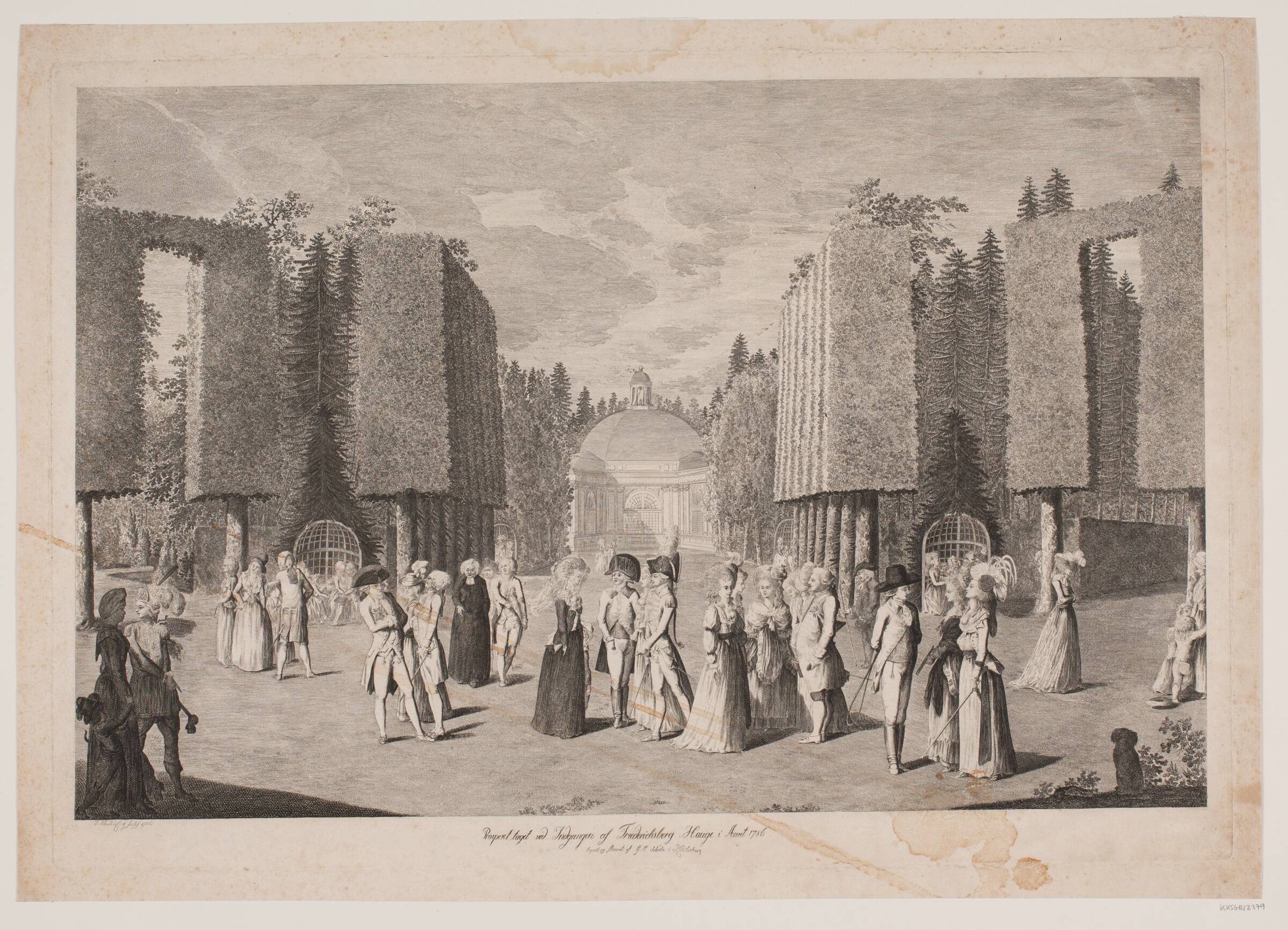 Prospect taget ved Indgangen af Friederichsberg Hauge i Aaret 1786, Georg Christian Schule, 1786