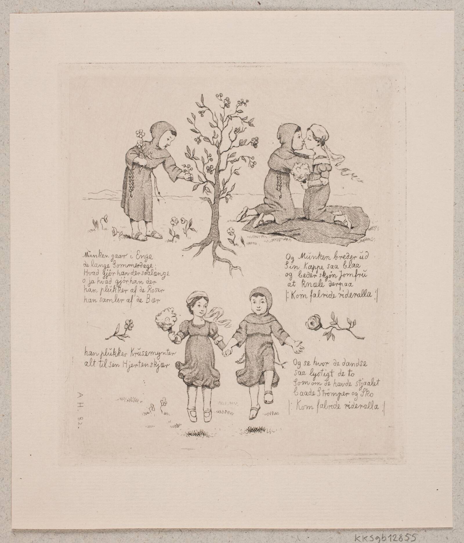 "Munken går i enge", Axel Helsted, 1882