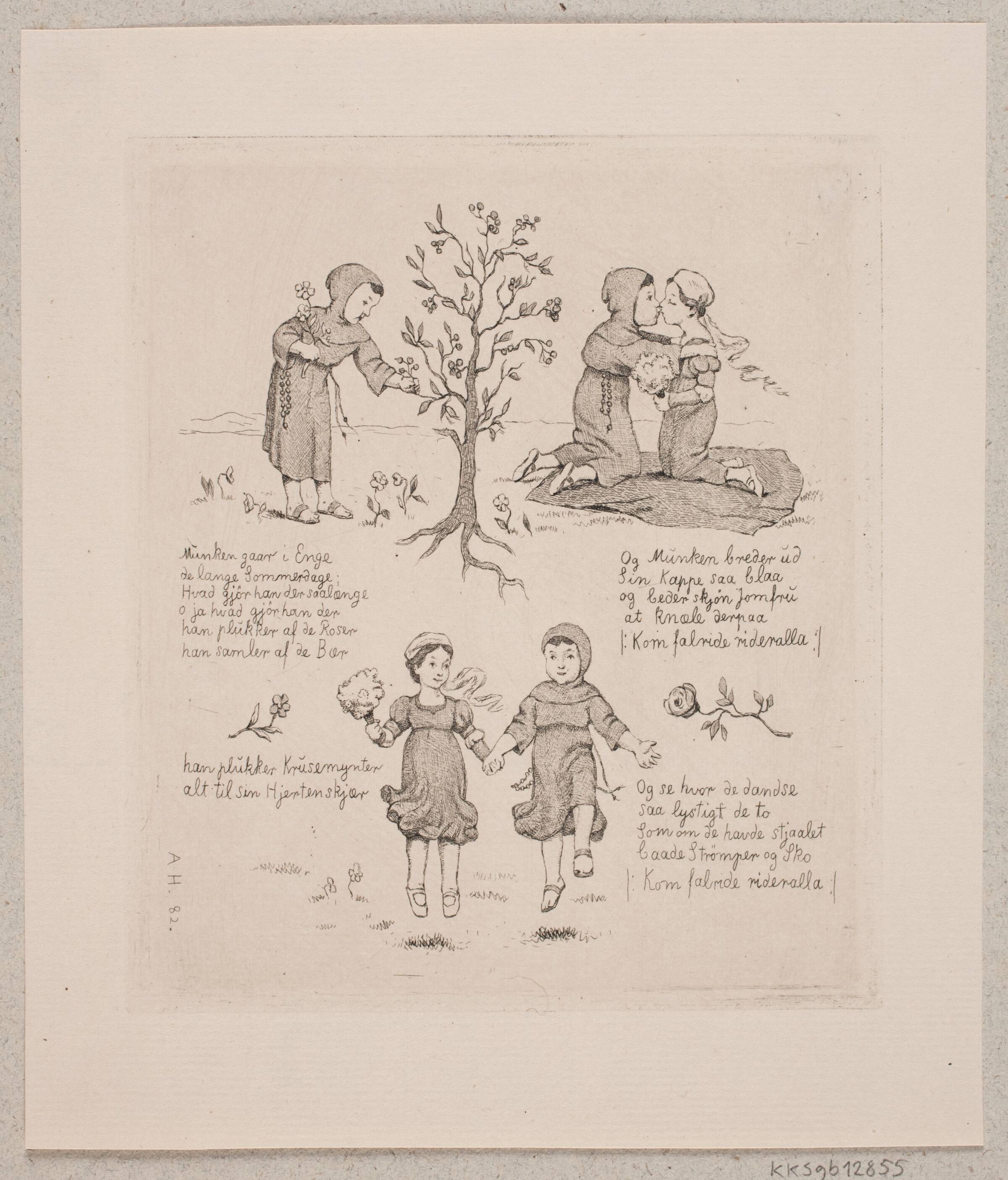 "Munken går i enge", Axel Helsted, 1882