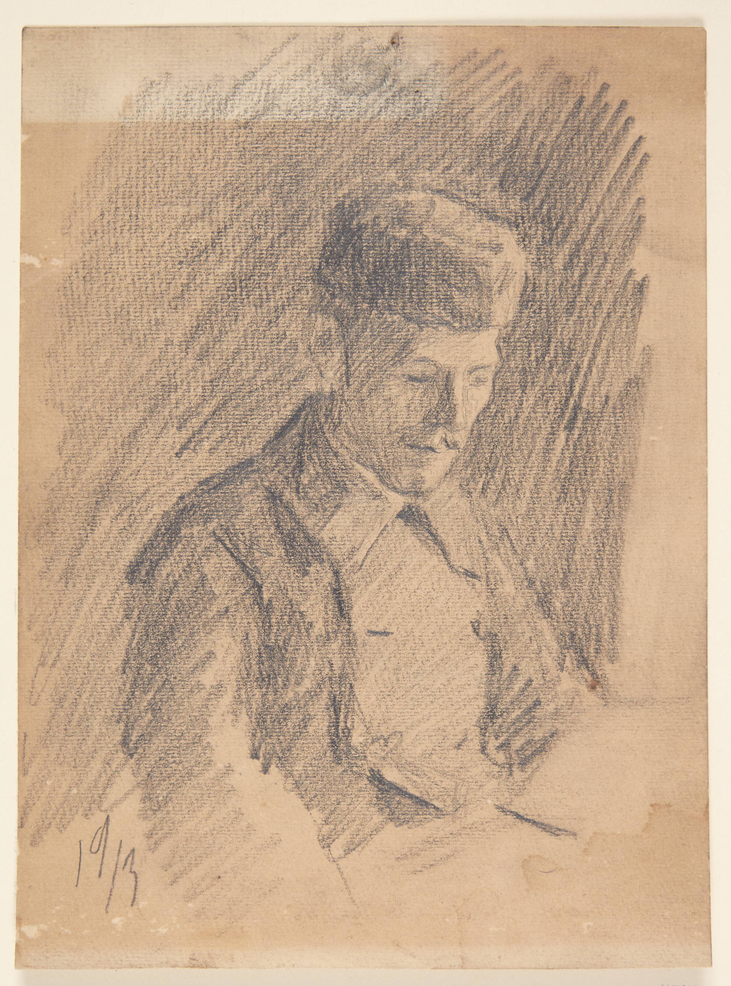 Portrætstudie af maleren Karl Schou, Johannes Larsen, 1892