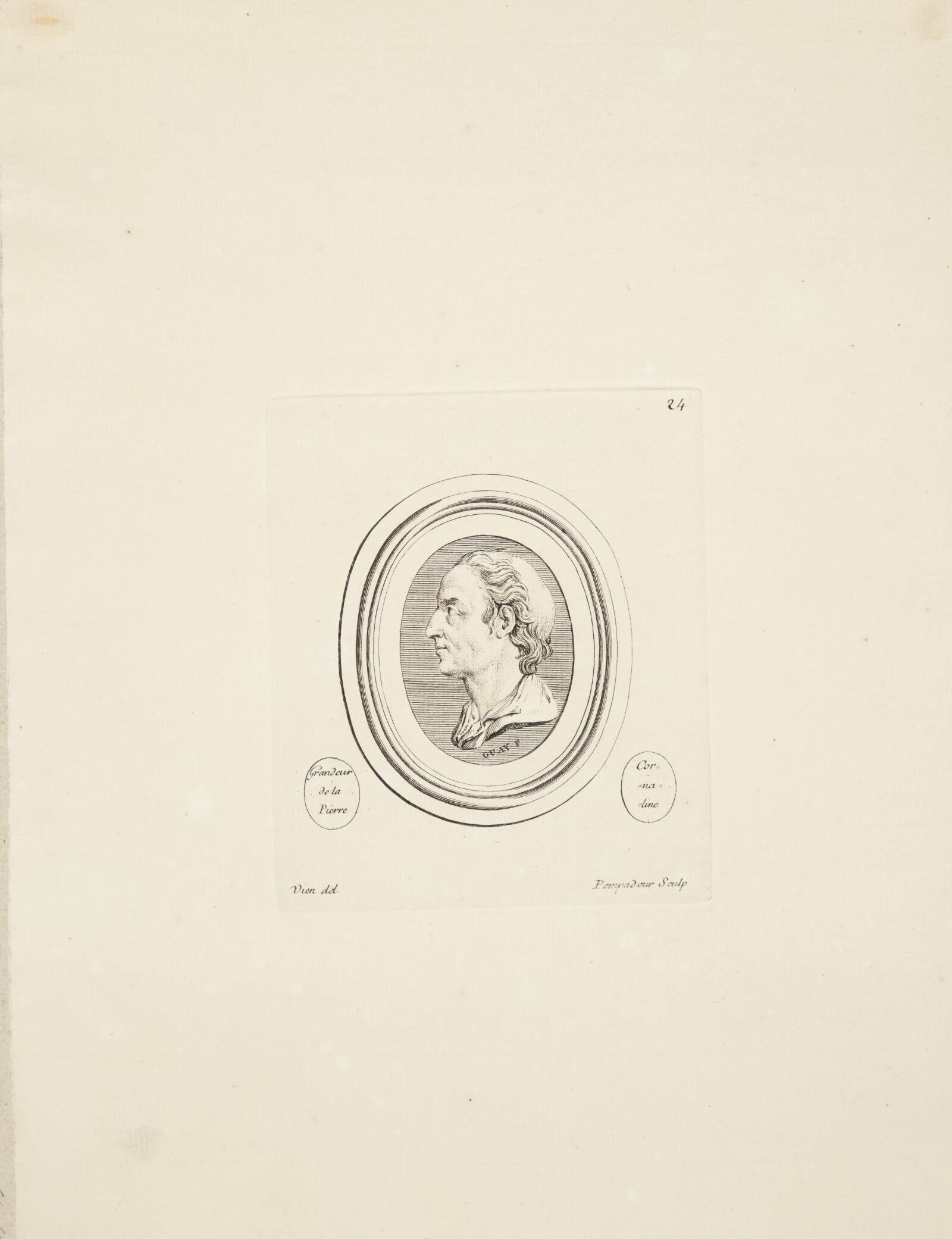 Mandshoved i profil mod venstre, Madame de Pompadour, 1753-1757