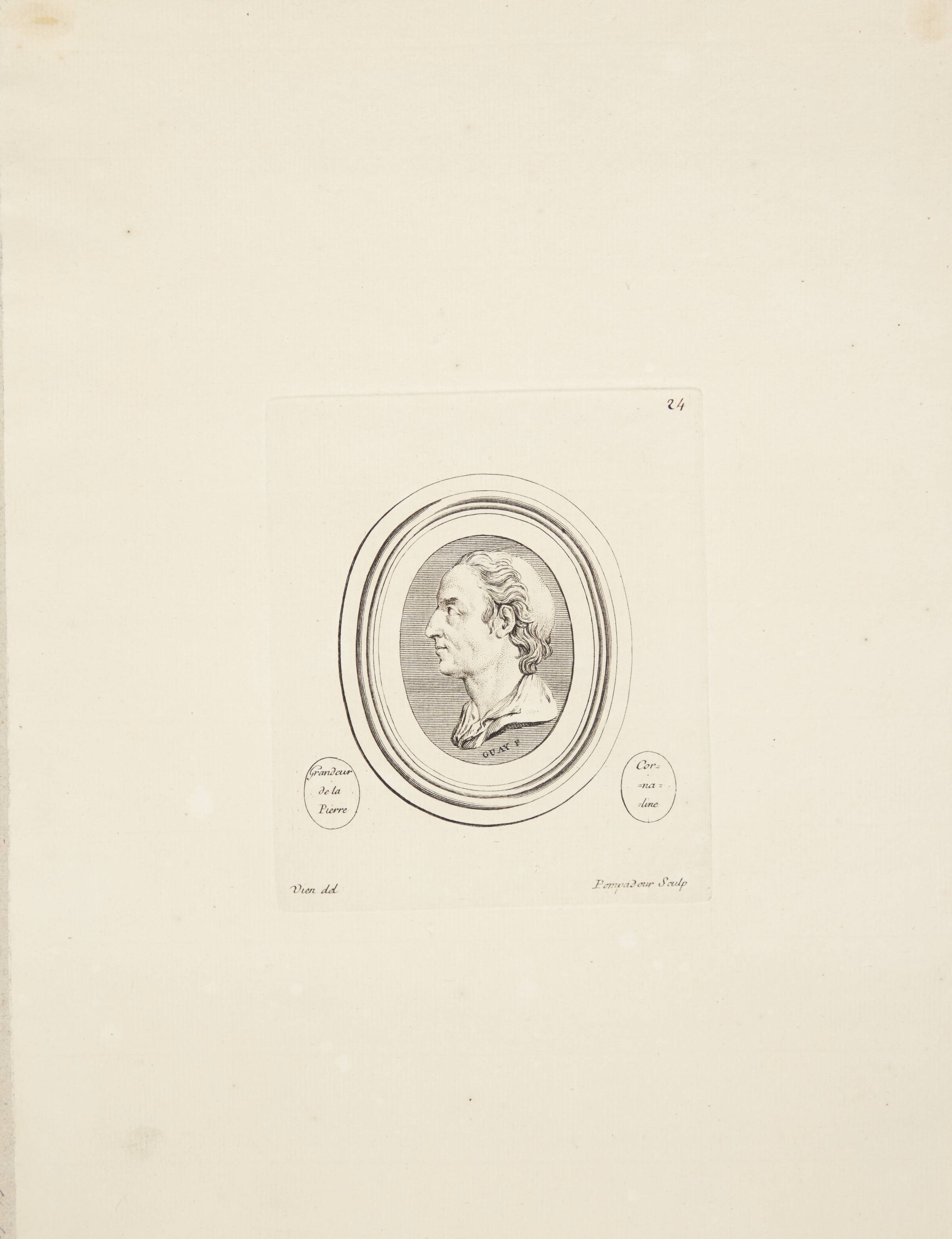 Mandshoved i profil mod venstre, Madame de Pompadour, 1753-1757