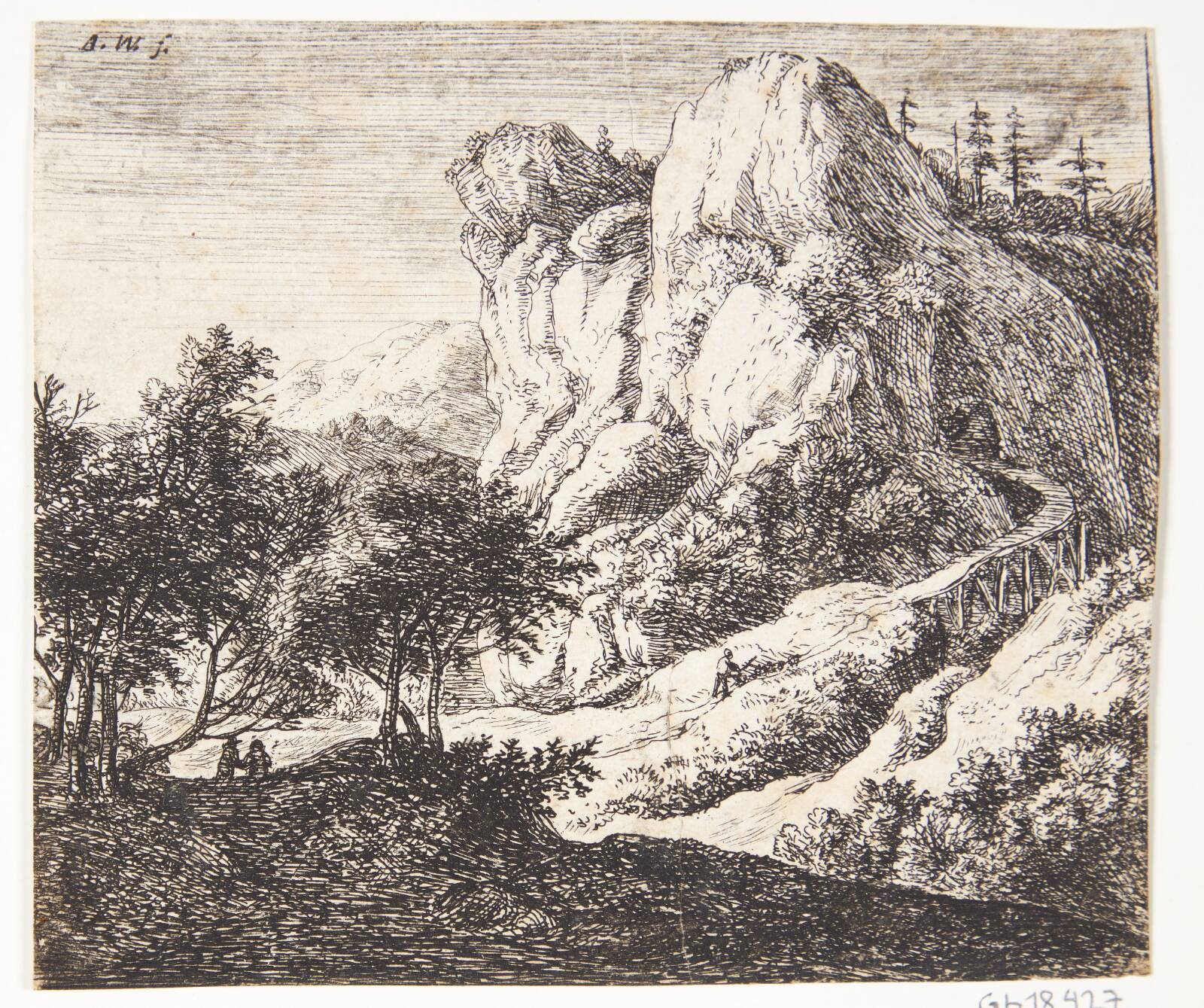 Lille træbro, Anthonie Waterloo, 1610-1690