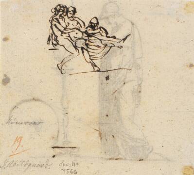 Rids med forbindelse til Schadows relief Bacchus og Ariadne og Thorvaldsens Herakles og Omfale, begge vist nok 1792.
