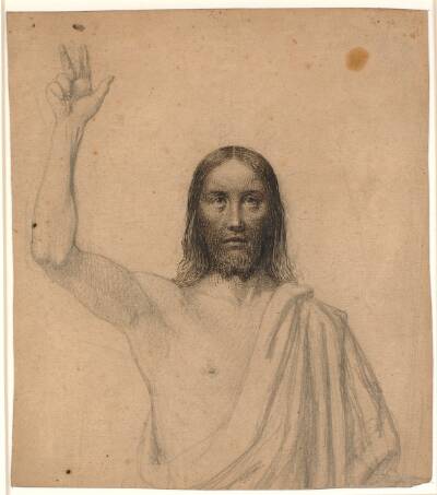 Velsignende Kristus. Halvfigur en face