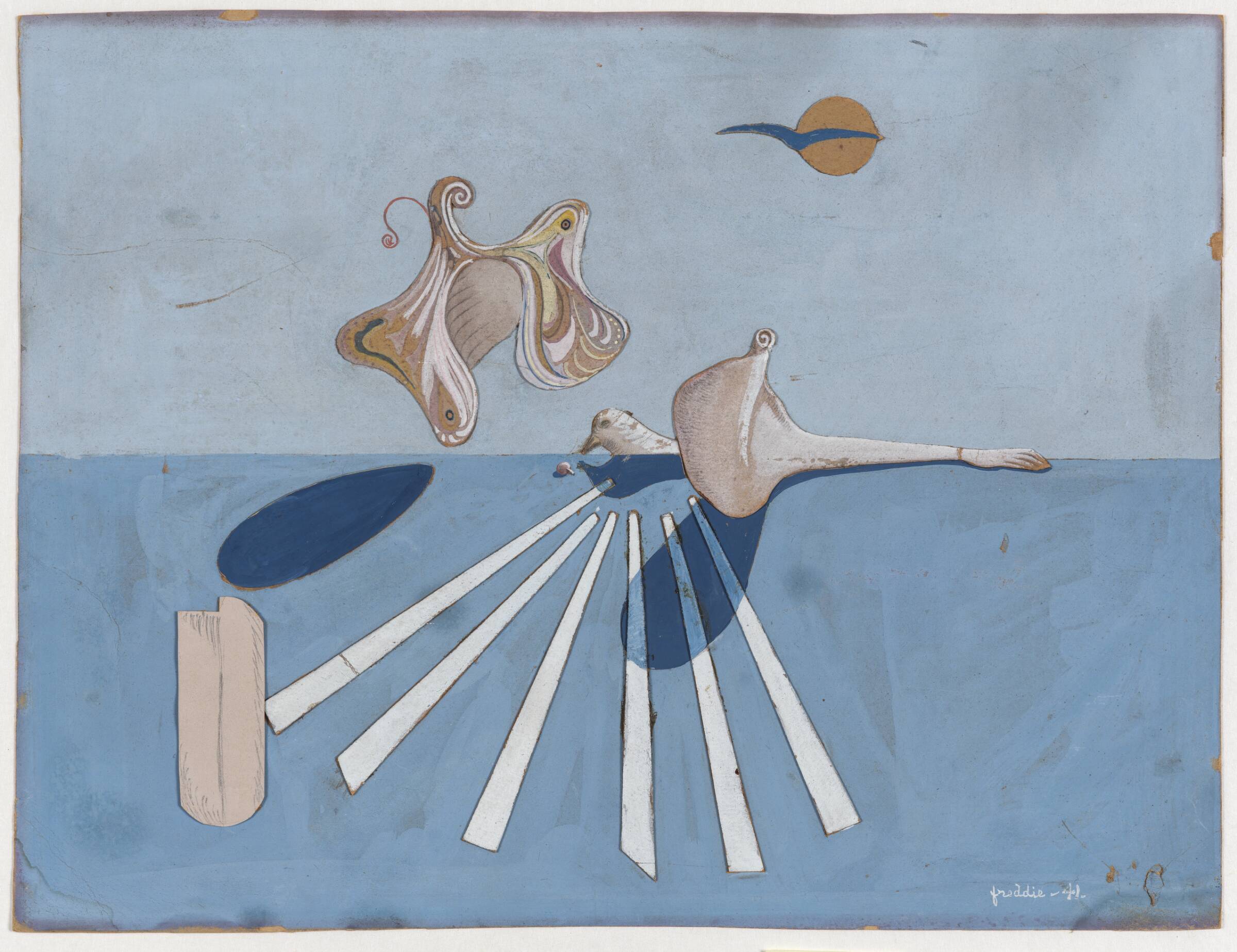 Surrealistisk landskab med sommerfugl, Wilhelm Freddie, 1941