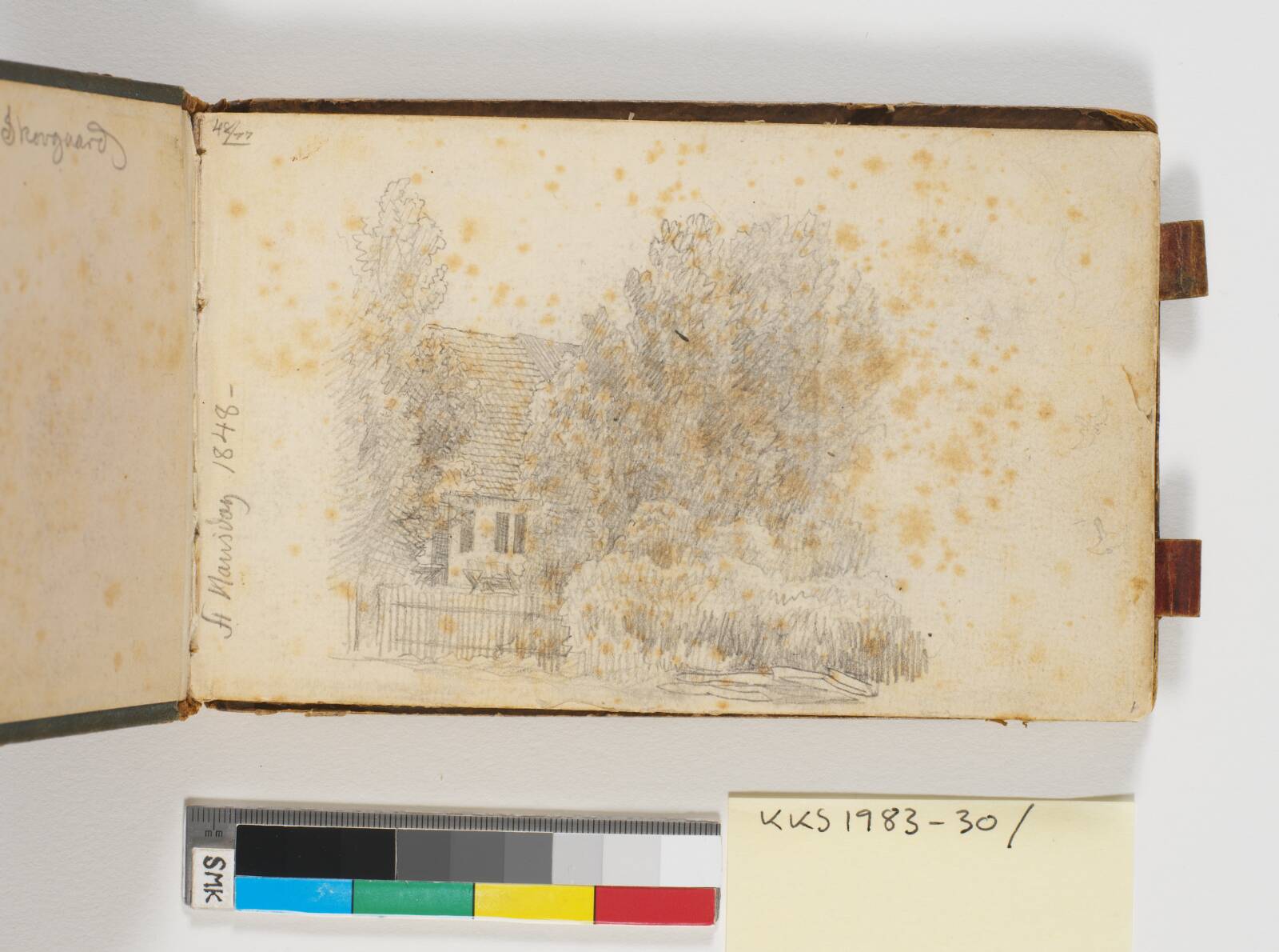 Hus i tætbevokset have, P.C. Skovgaard, 1848