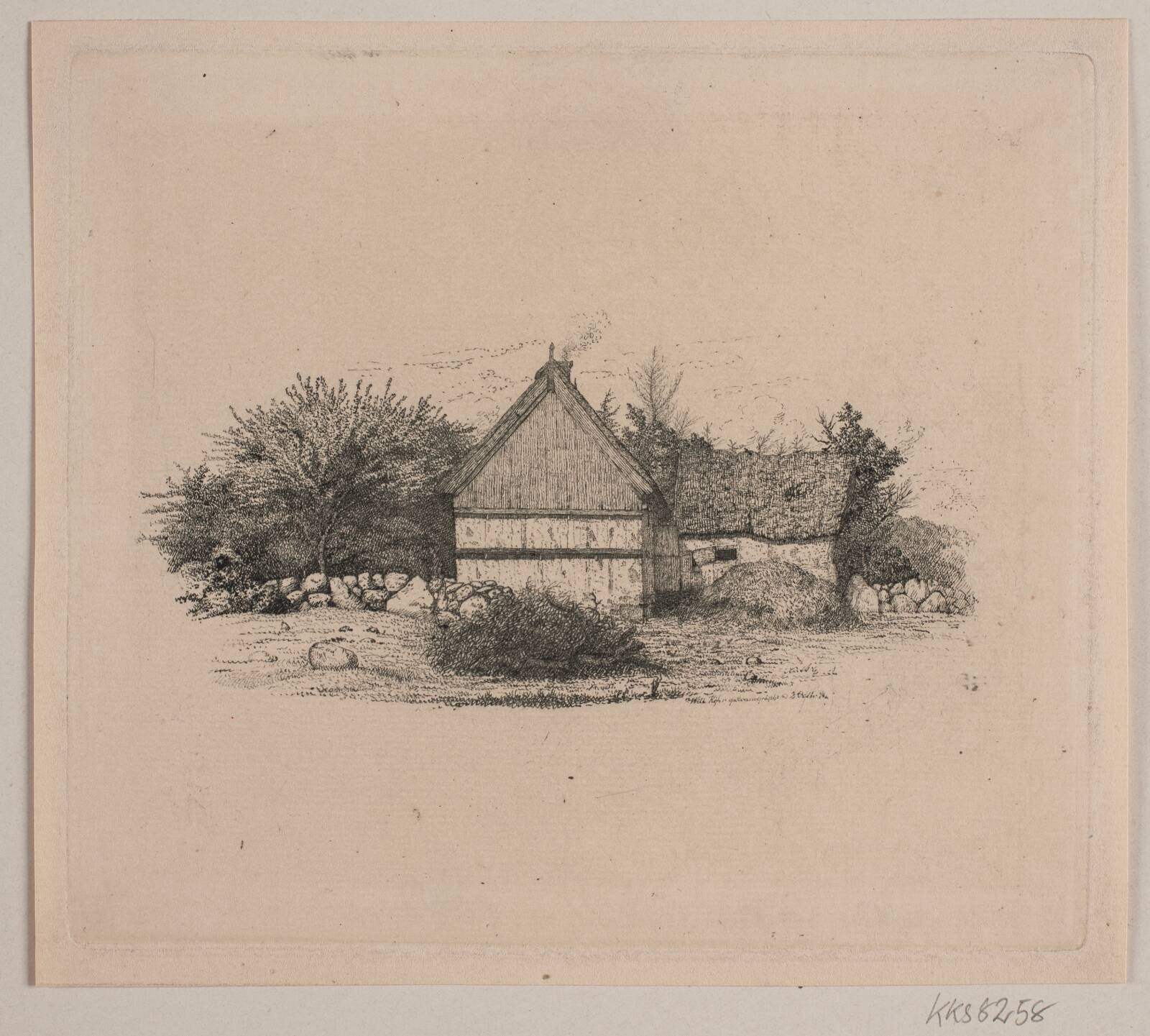 Et bondehus, Vilhelm Kyhn, 1842
