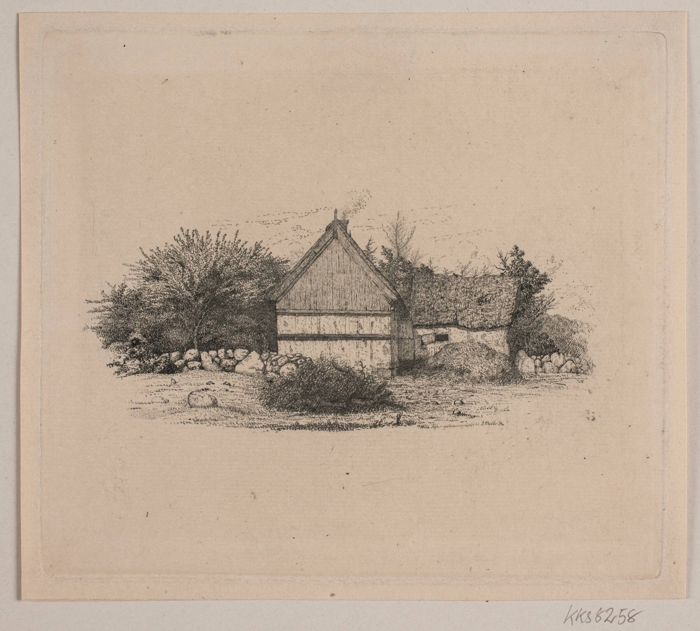 Et bondehus, Vilhelm Kyhn, 1842
