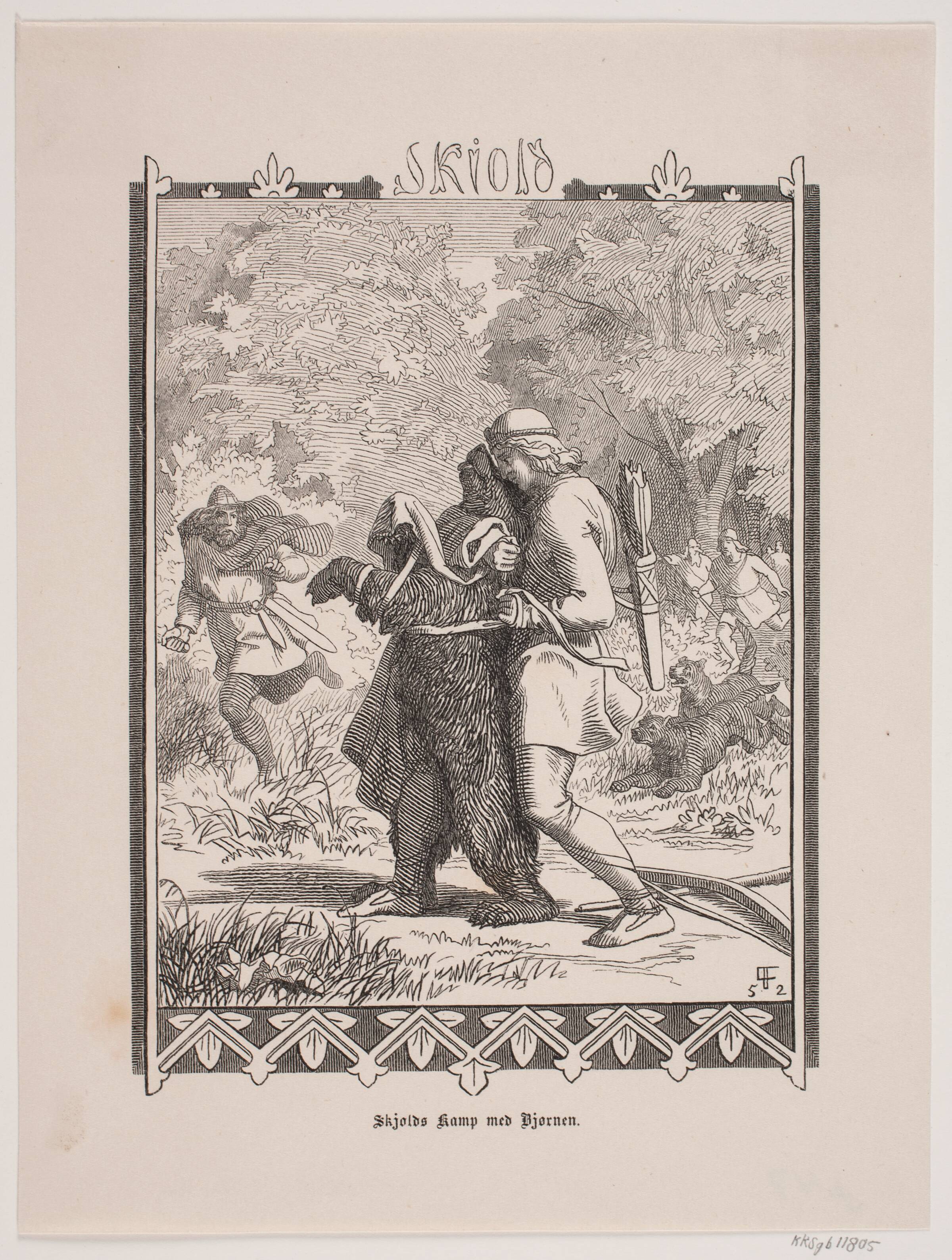 Skjolds kamp med bjørnen, H.C. Henneberg, 1852