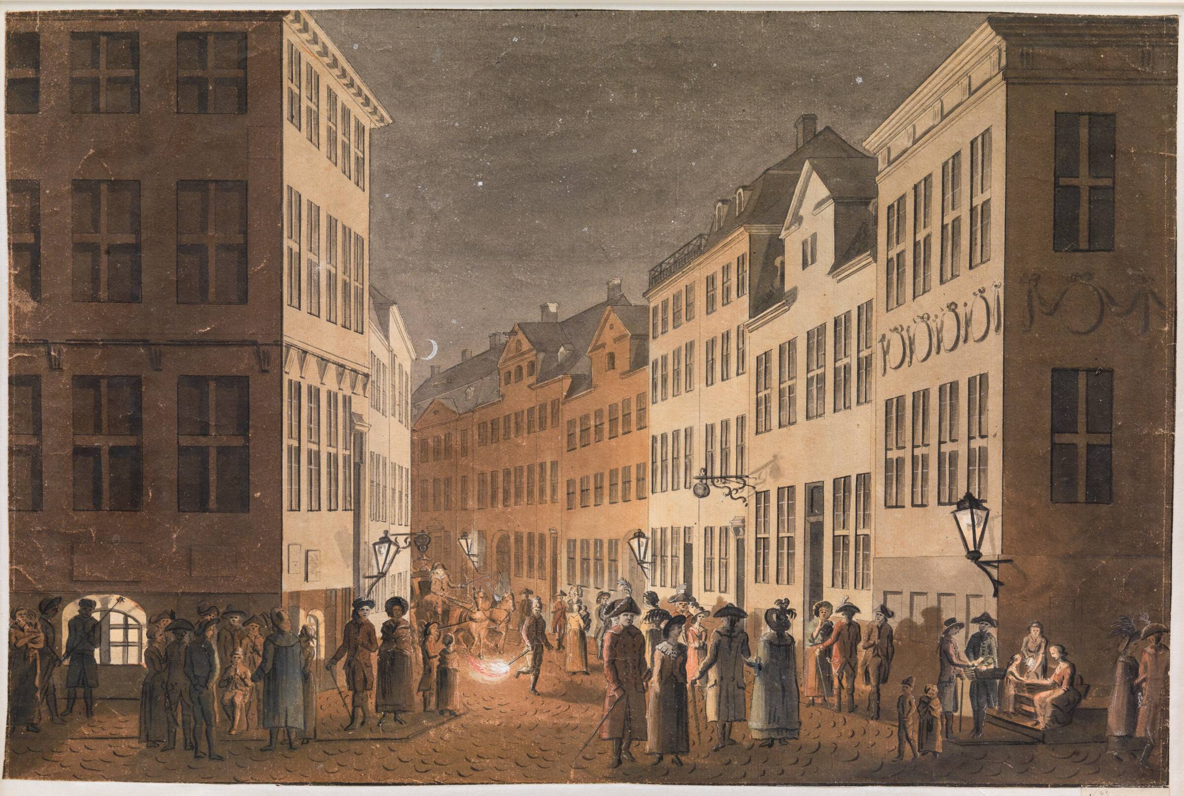 Parti af Østergade set fra Kongens Nytorv., Jes Bundsen, 1788