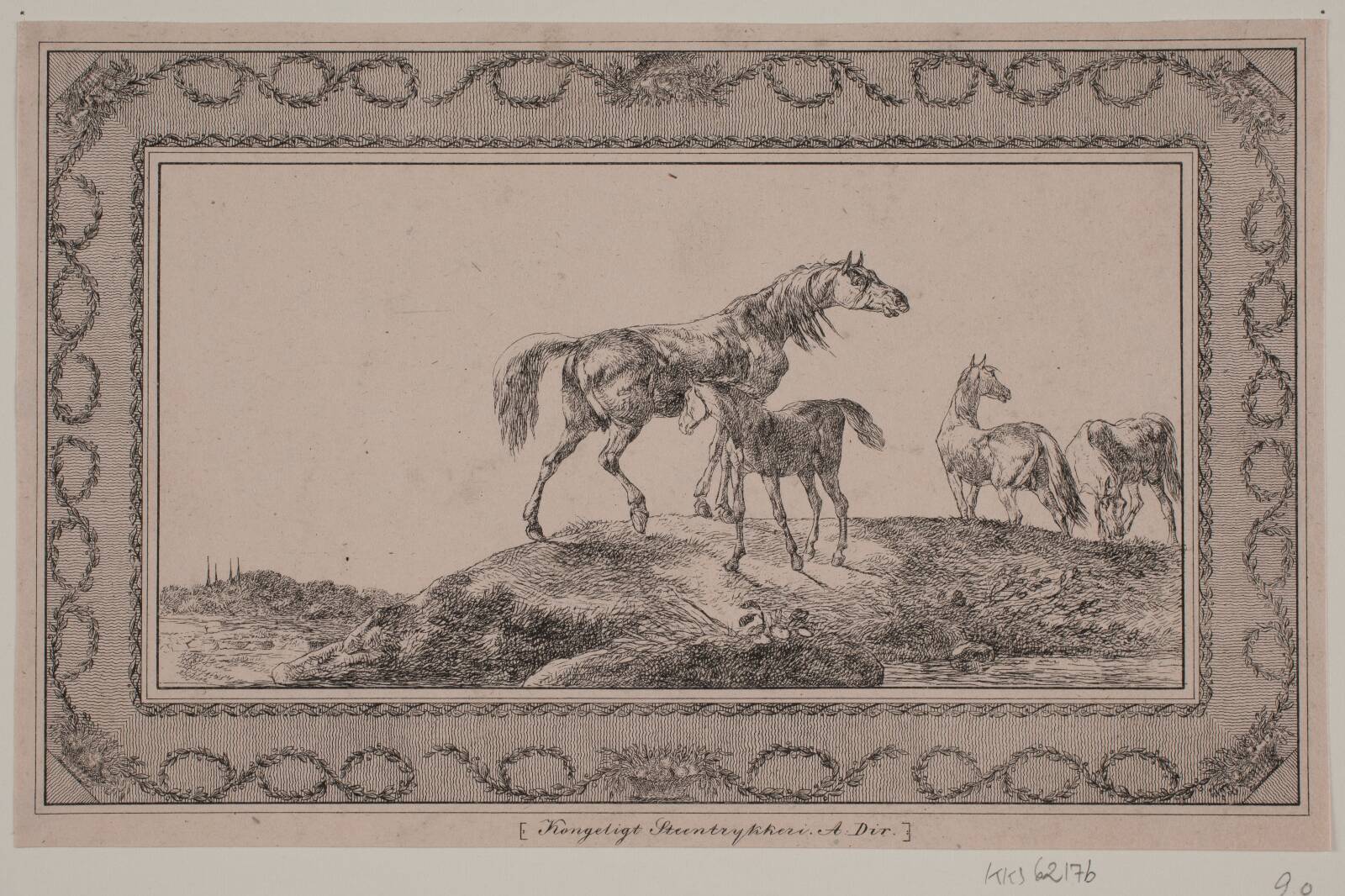 En hoppe med sit føl, by Christian David Gebauer, 1827