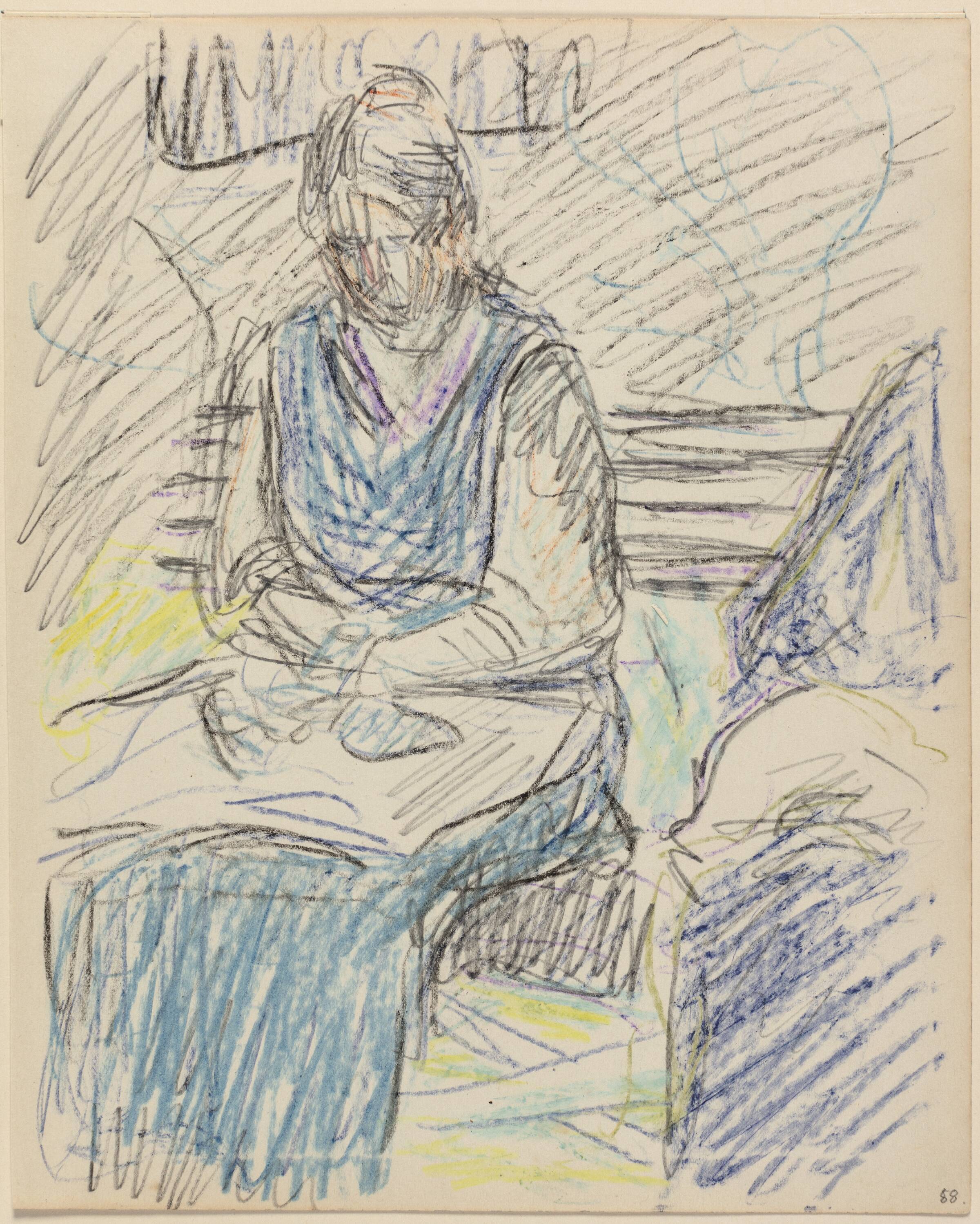 Interiør med malerinden Christine Swane siddende, Sigurd Swane, 1916
