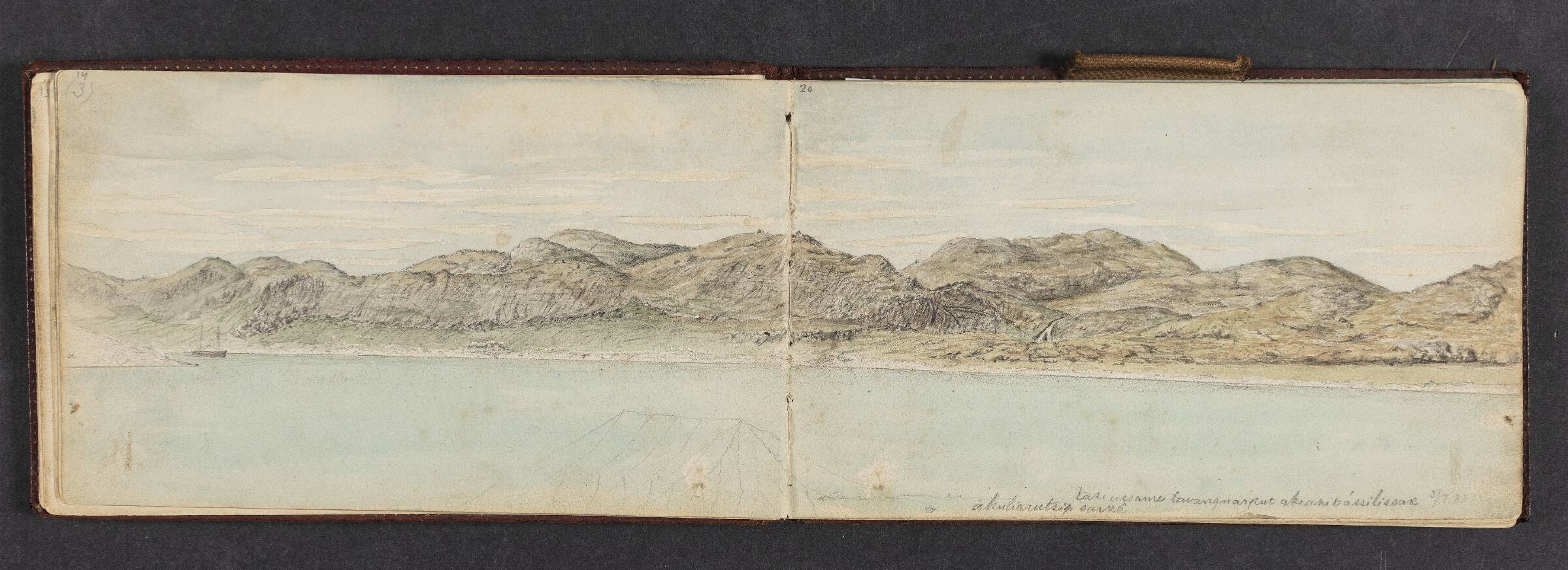 Kystlinje med fjeldlandskab, Lars Møller, 1883