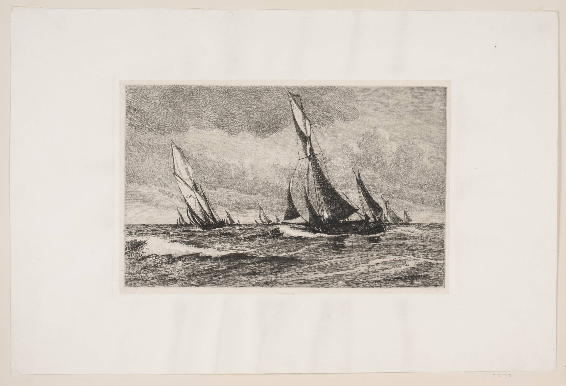 Fiskerkuttere står til søs, Carl Locher, 1897