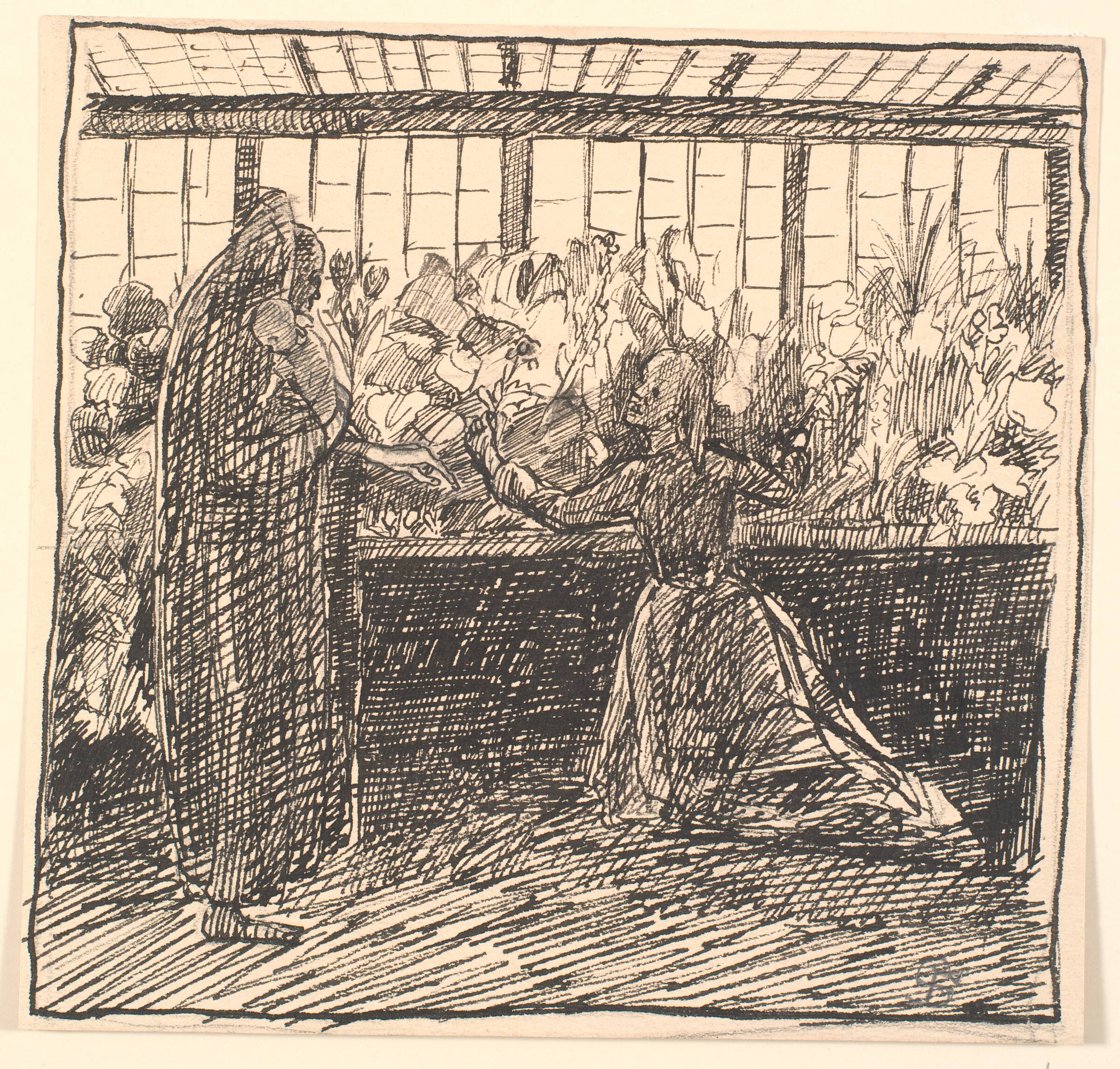 Moderen og Døden i Dødens drivhus, Fritz Syberg, 1895