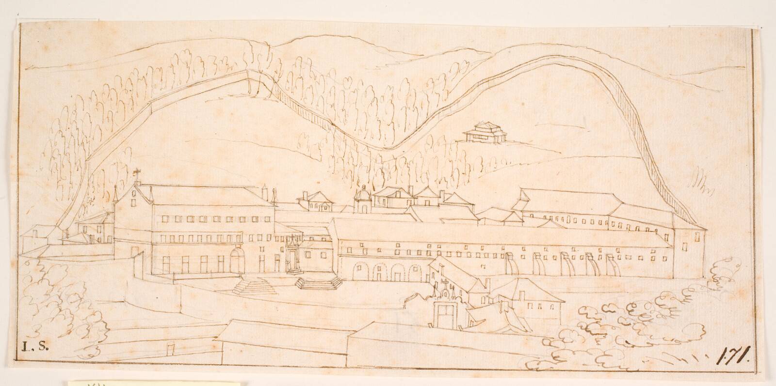 Udsigt over et bjergkloster, Herman van der Hem, 1600-1699