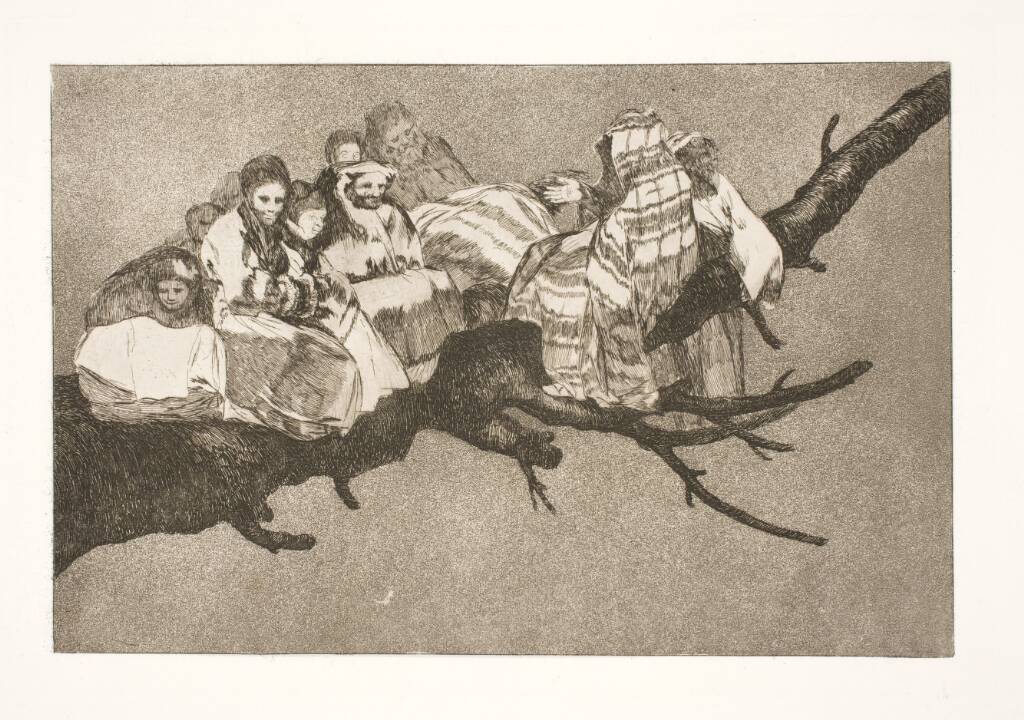 Latterlig dårskab (At færdes mellem grenene / at tale gennem sin hat), Francisco de Goya, 1815-1824