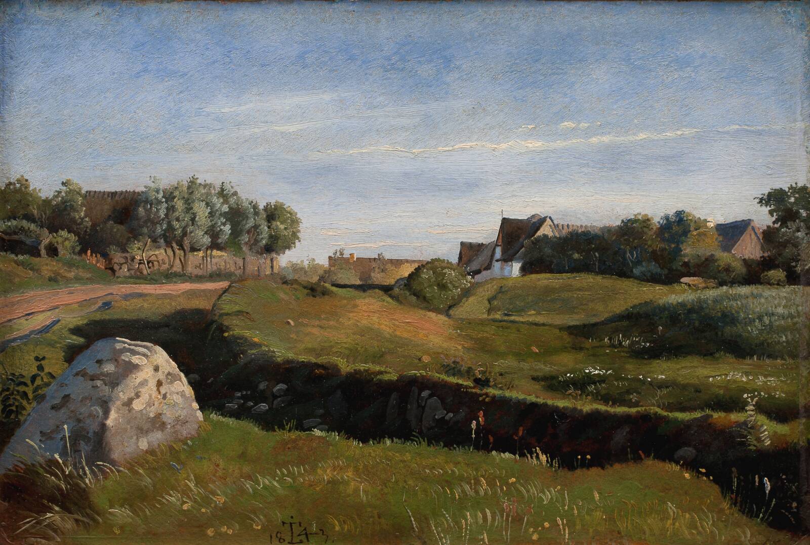 Landscape near Vejby seen from the North. Afternoon Light, by Johan Thomas Lundbye, 1843