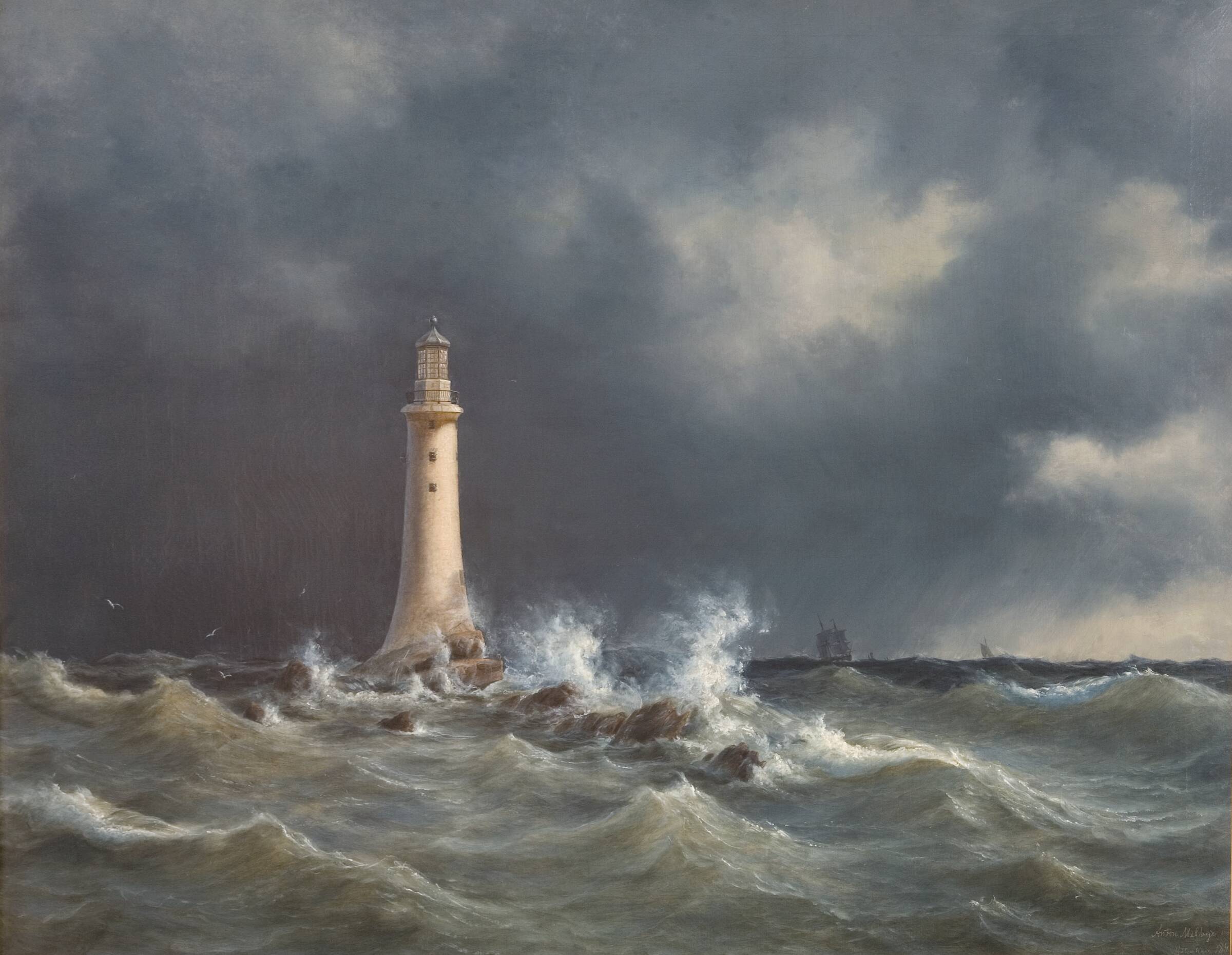 Eddystone fyrtårn, Anton Melbye, 1846