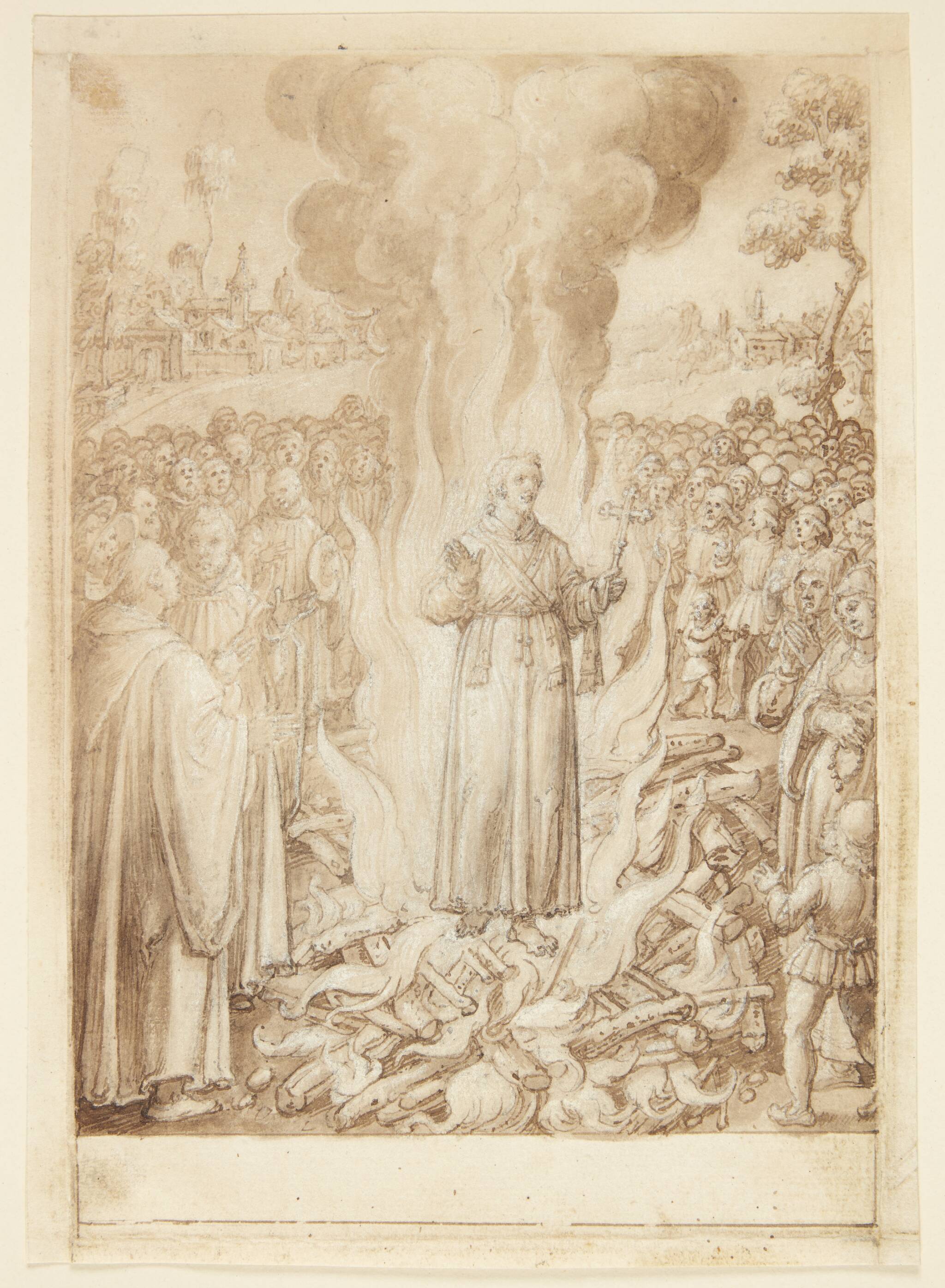 S. Giovanni Alberti Fiorentinos historie. Abbed Petrus beviser ved ildprøven, at bispen af Firenze er kætter og simonist