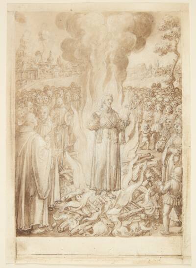 S. Giovanni Alberti Fiorentinos historie. Abbed Petrus beviser ved ildprøven, at bispen af Firenze er kætter og simonist
