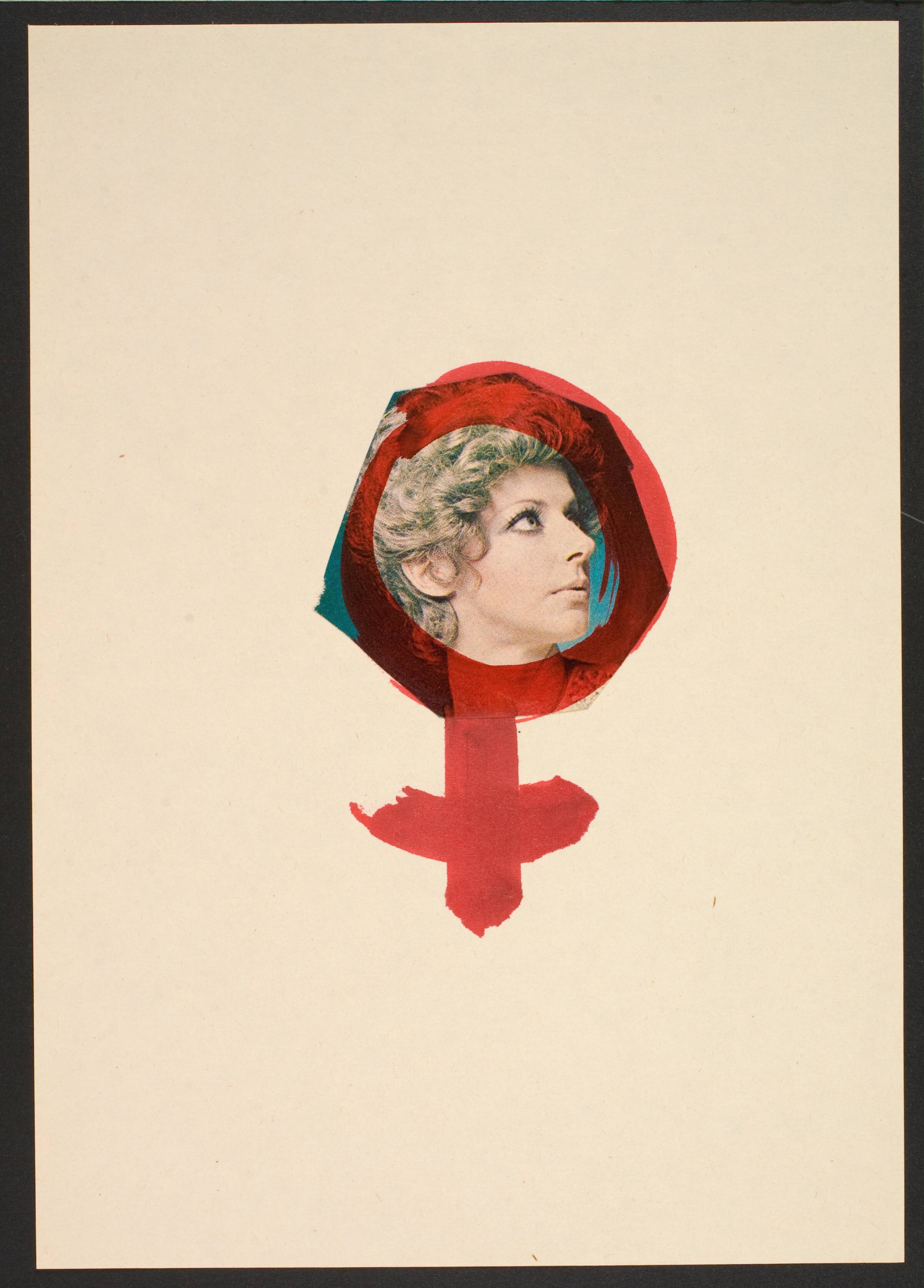 Udklip på papir med kvindetegnet, Lene Adler Petersen, 1974