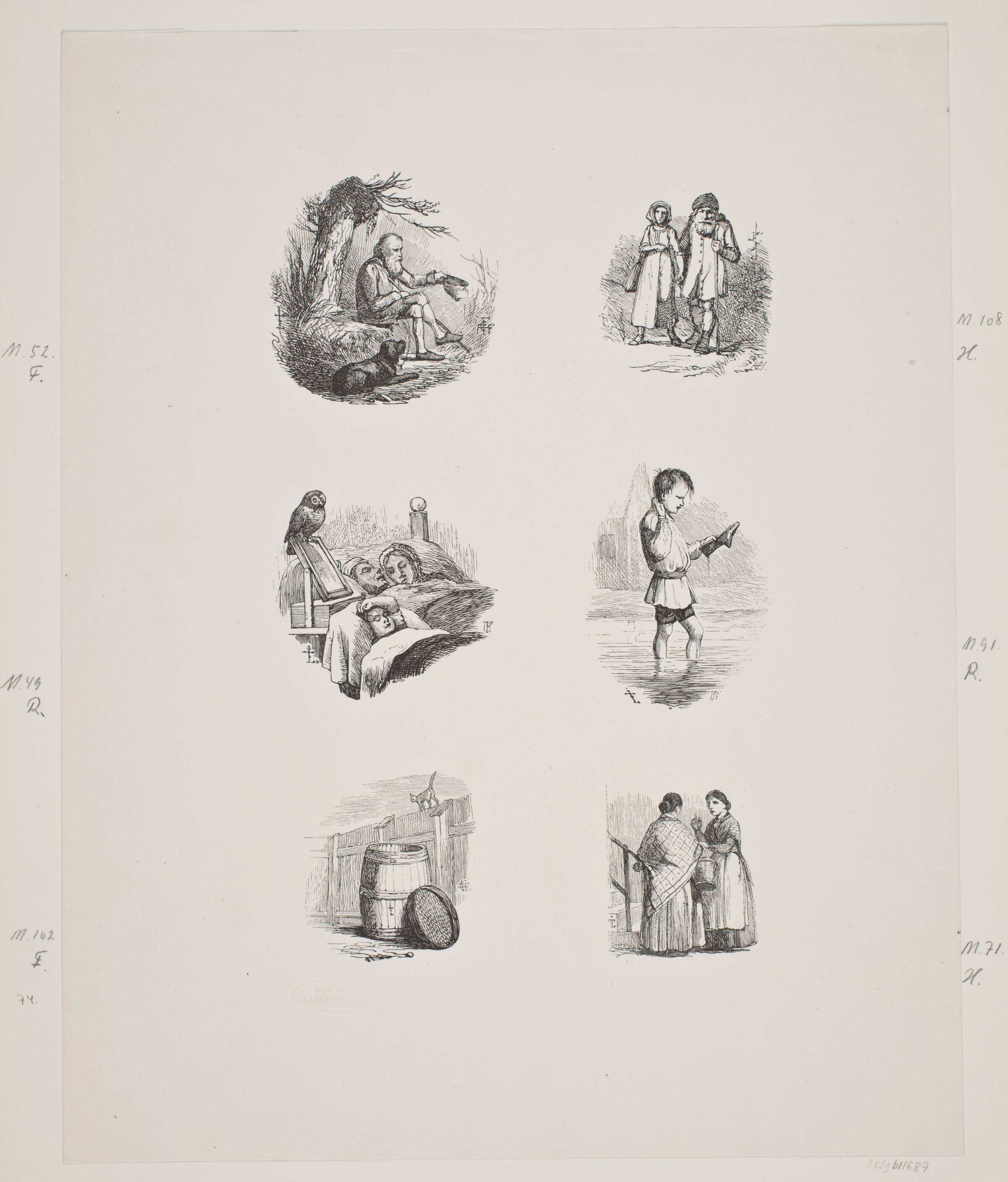 Seks træsnit efter J. Th. Lundbye. Medlemsblad fra Den Danske Radeerforening, H.C. Henneberg, 1840-1849